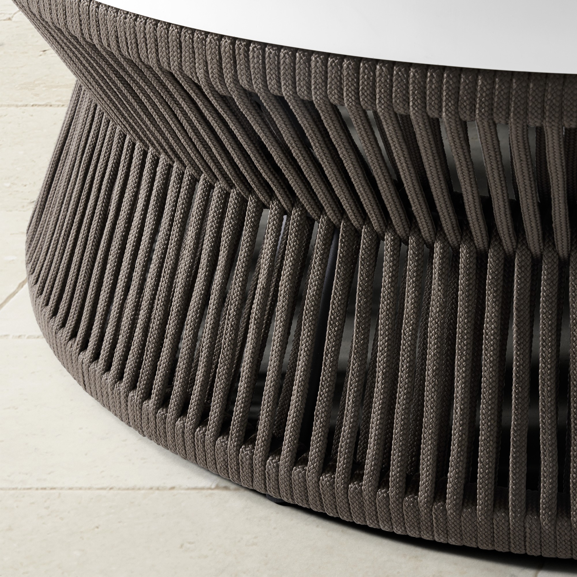 Pasadena Outdoor Fiberstone and Rope Round Coffee Table (44