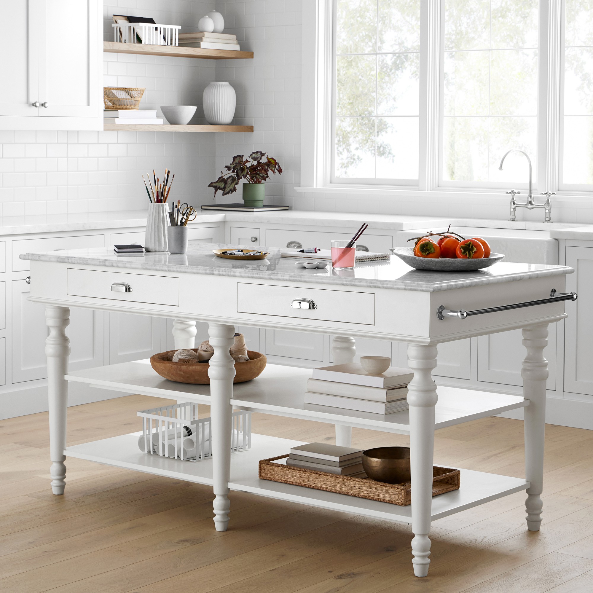 Larkspur Marble-Top Kitchen Island (72