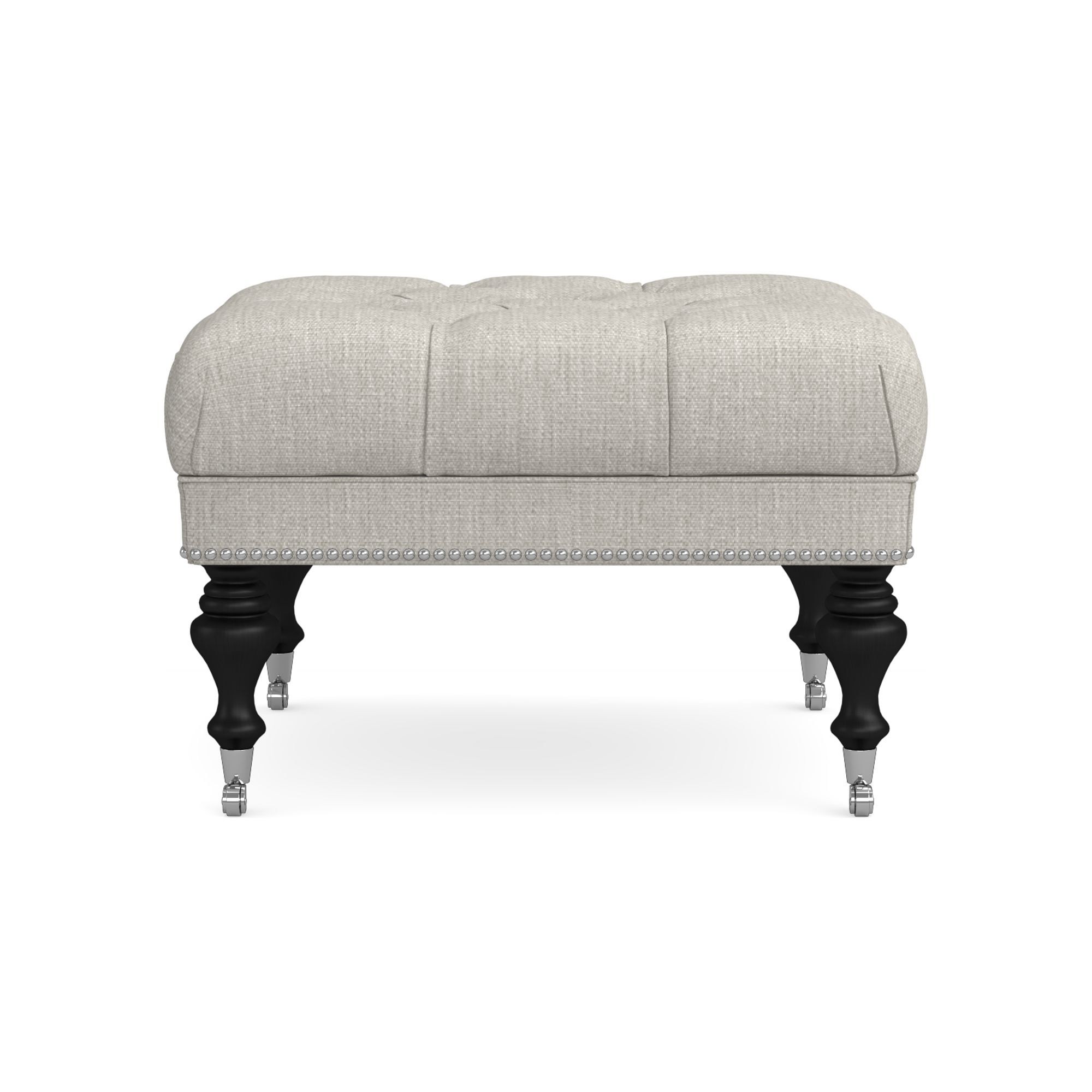 Fairfax Square Ottoman, Turned Leg with Tufted Top (26