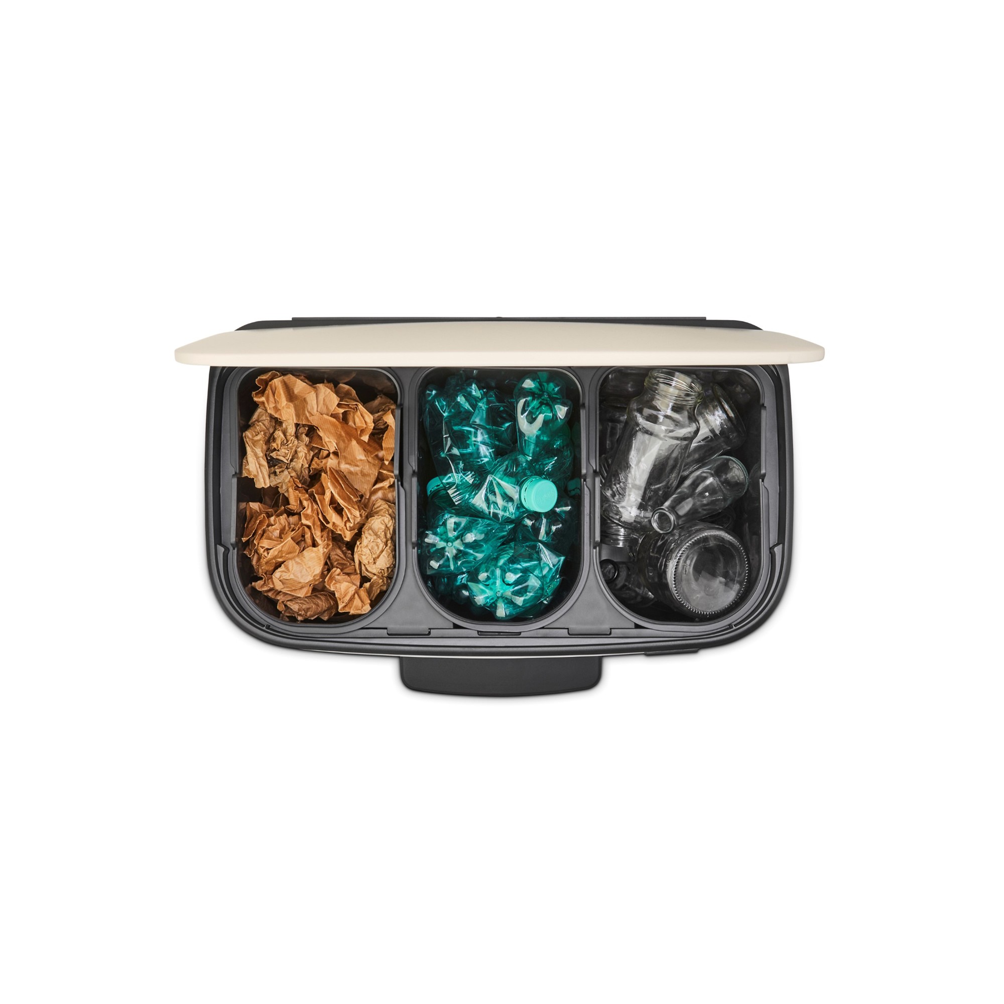 Brabantia Bo Step On Multi Compartment Recycling Trash Can, 3 x 3 Gallon