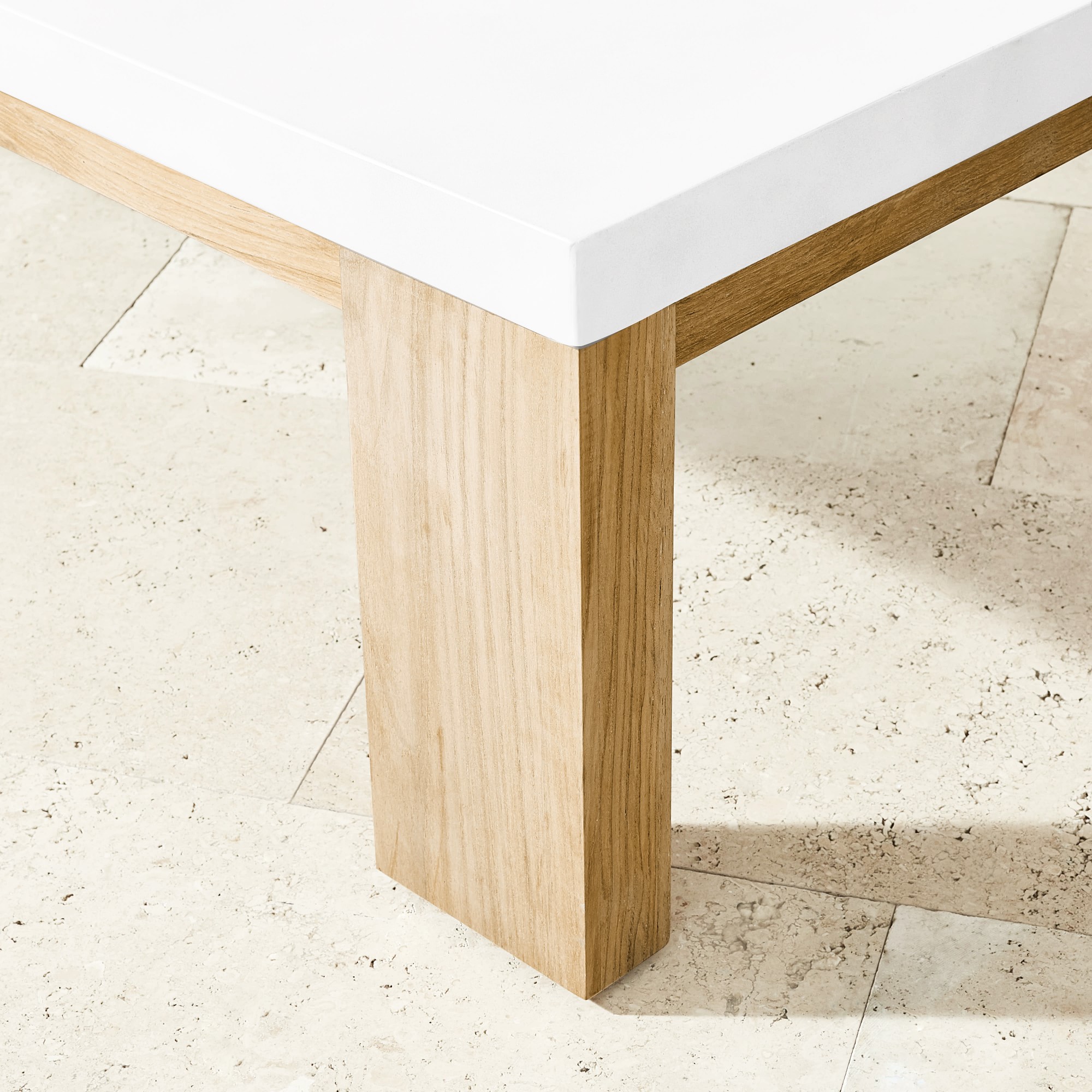 Larnaca Outdoor Teak Fiberstone Coffee Table (60