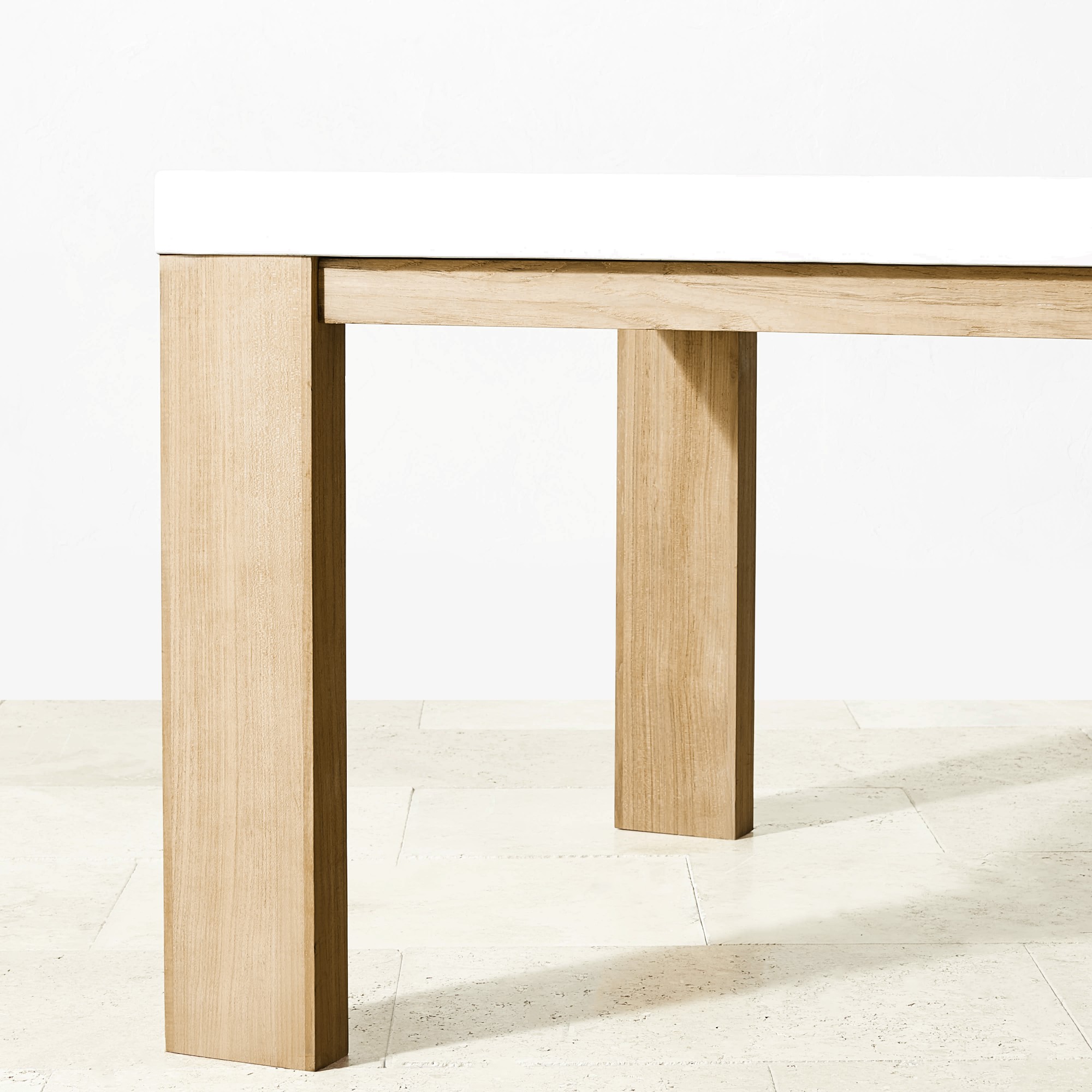 Larnaca Fiberstone Dining Table & Teak Dining Chairs (96