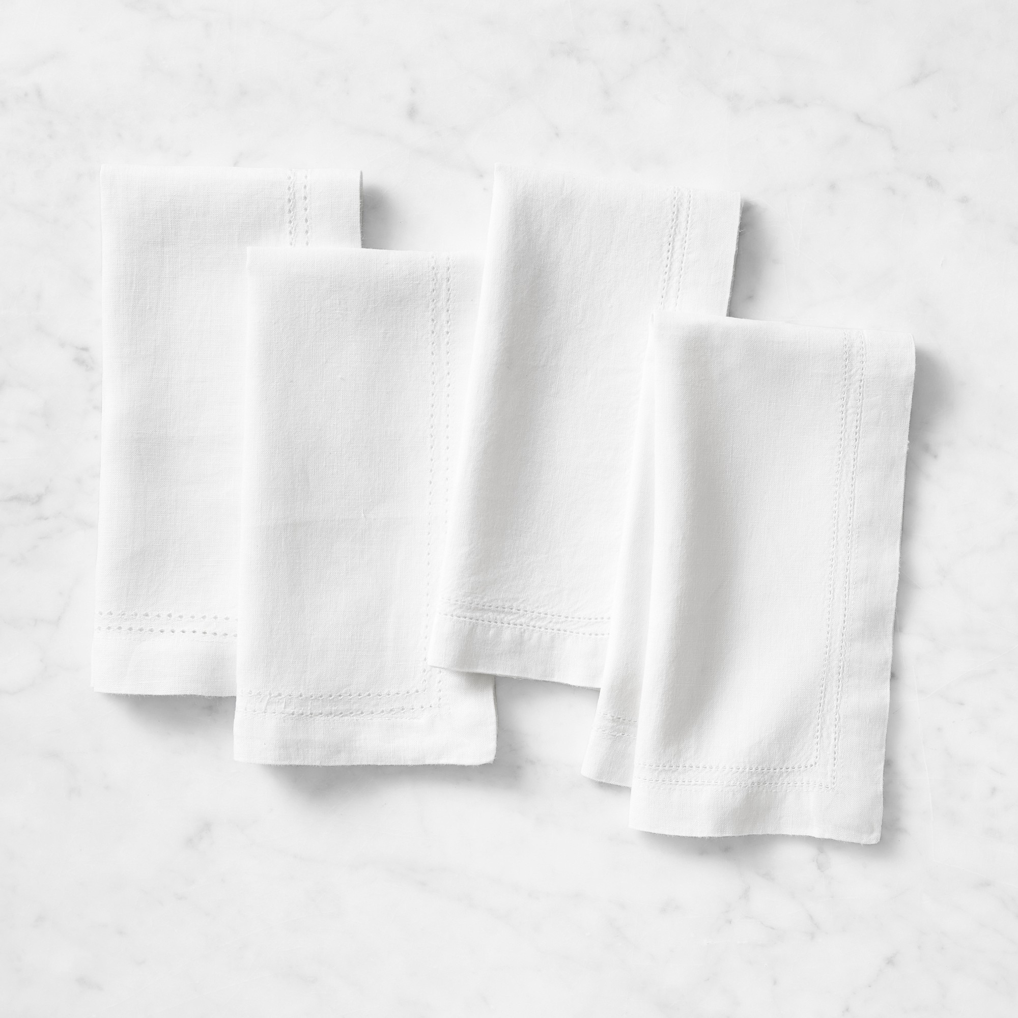 Linen Double Hemstitch Napkins, Set of 4