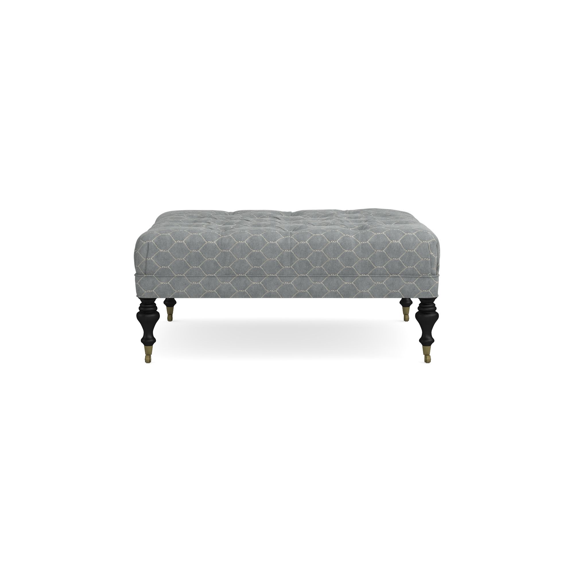 Sanderson x Giles Deacon Fairfax Bench Ottoman, Turned Leg with Tufted Top (26