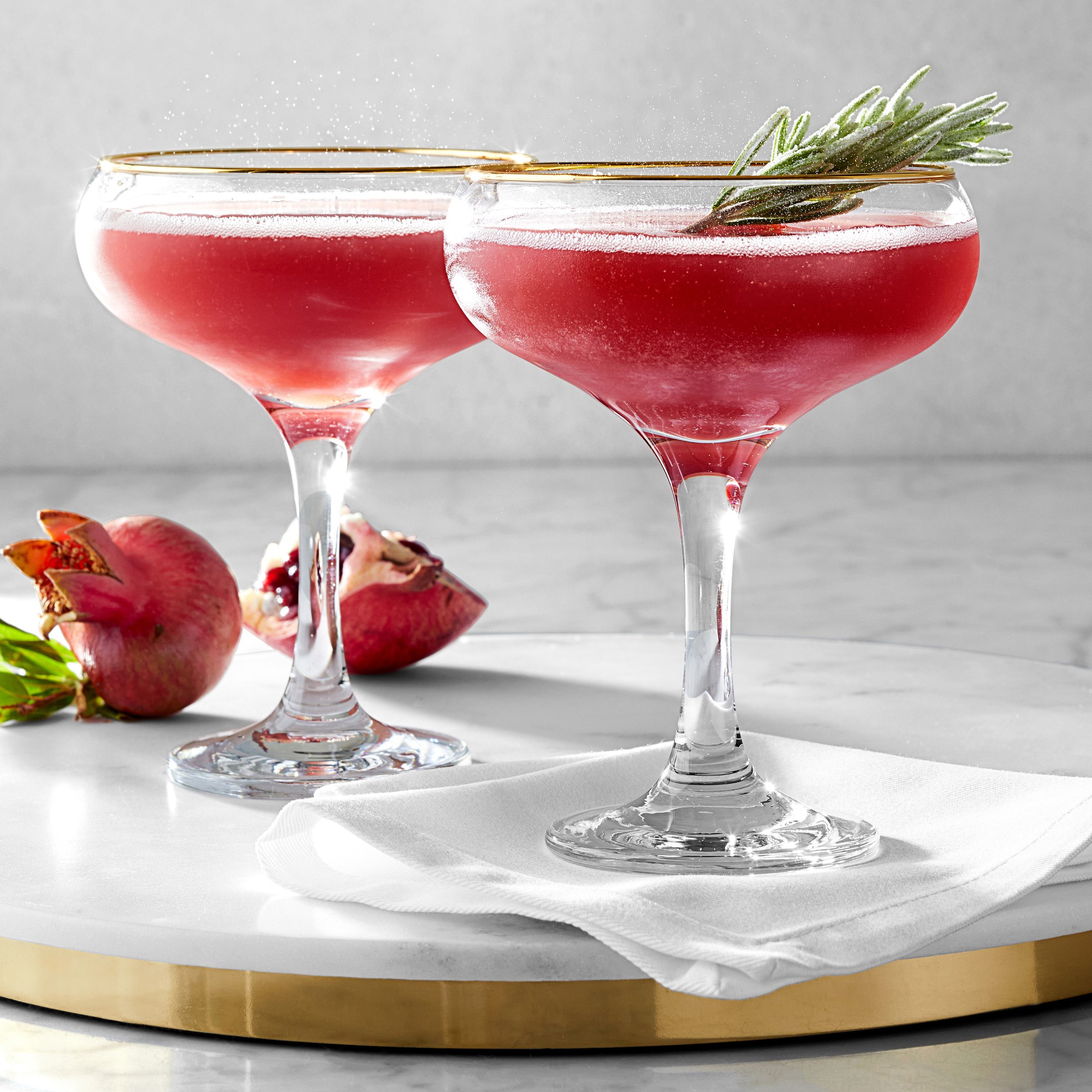 Gold Rim Champagne Coupe Glasses, Set of 4