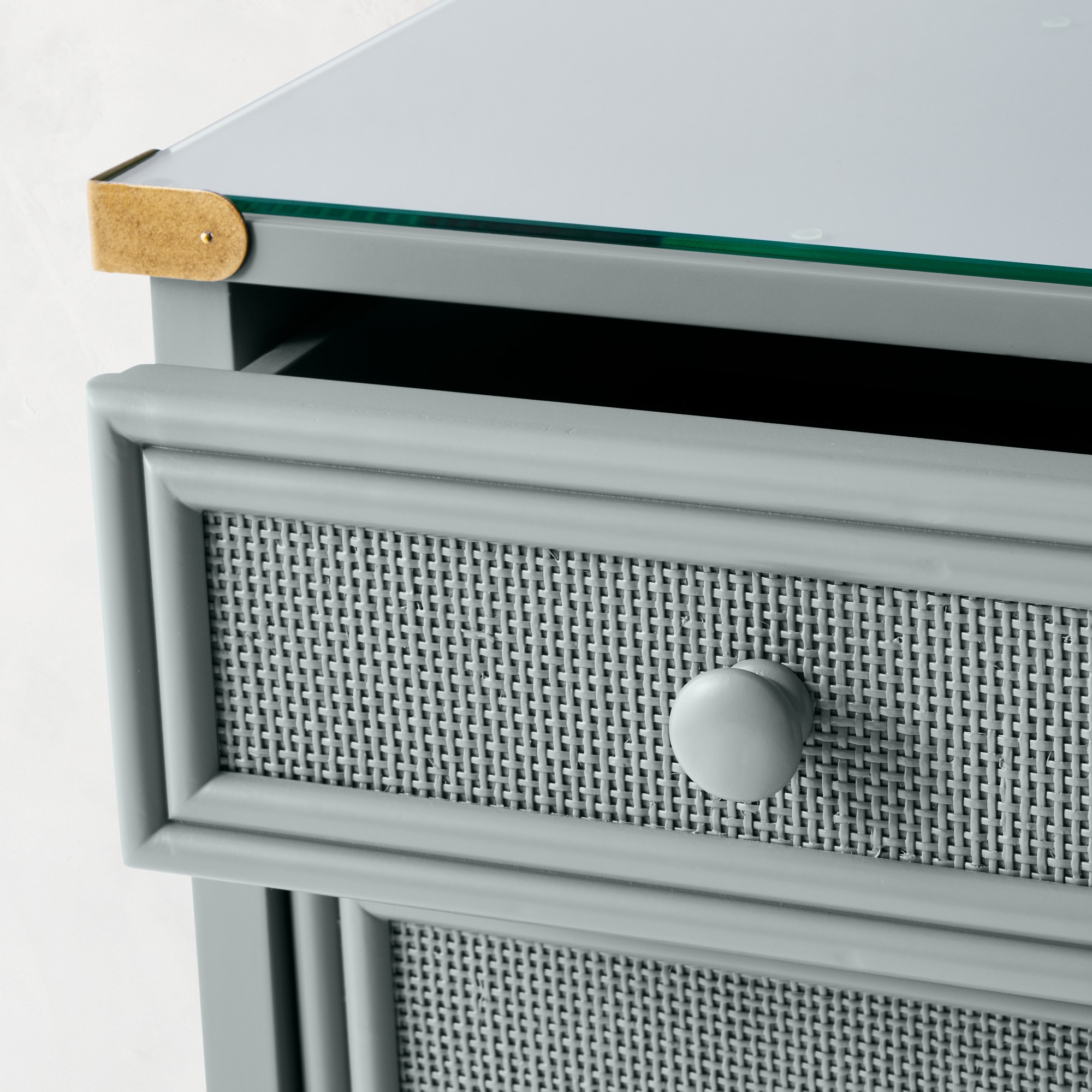 Sylvie Cane 1-Drawer Cabinet Nightstand (18”)