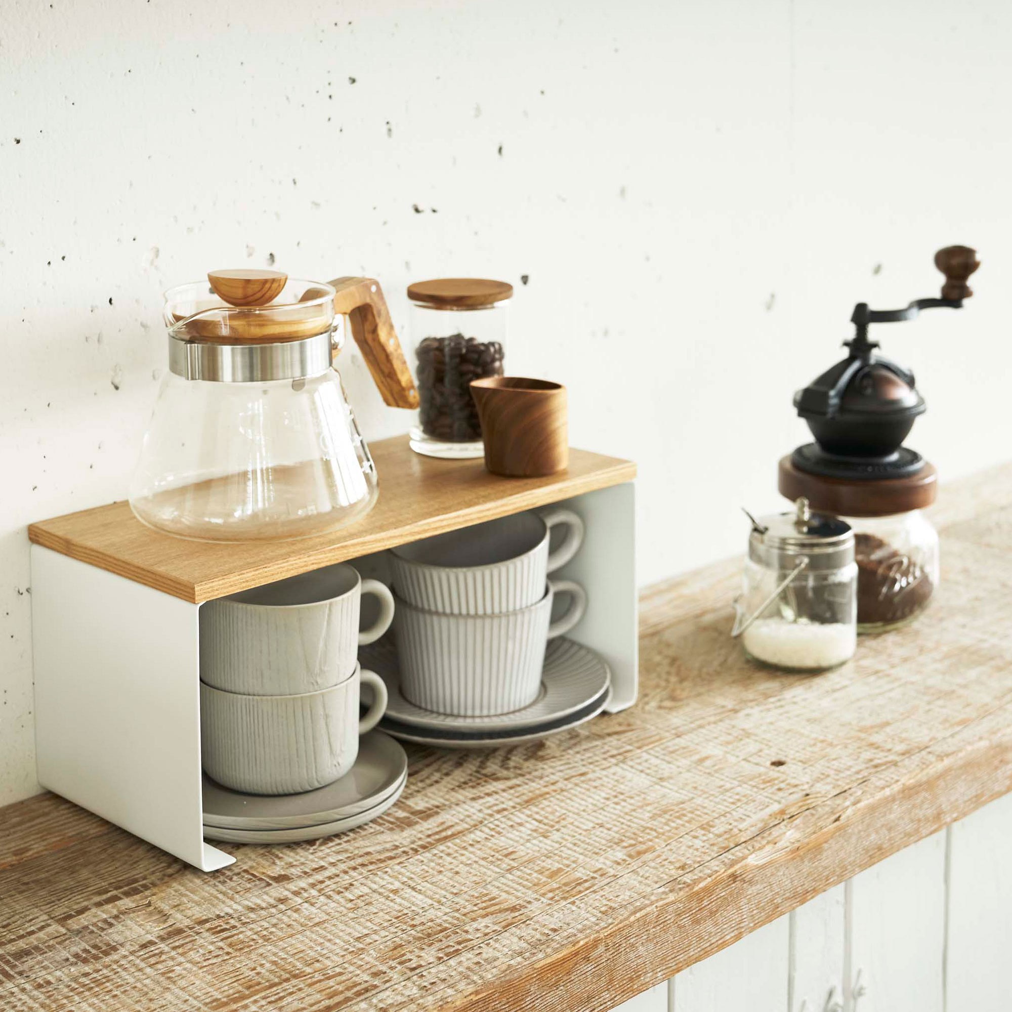 Yamazaki Home Tosca Wood Top Stackable Kitchen Rack