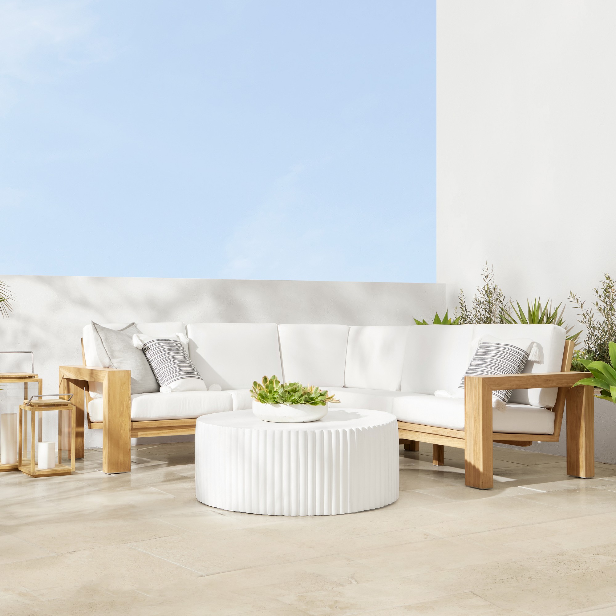 Larnaca Outdoor Natural Teak Customizable Sectional (62