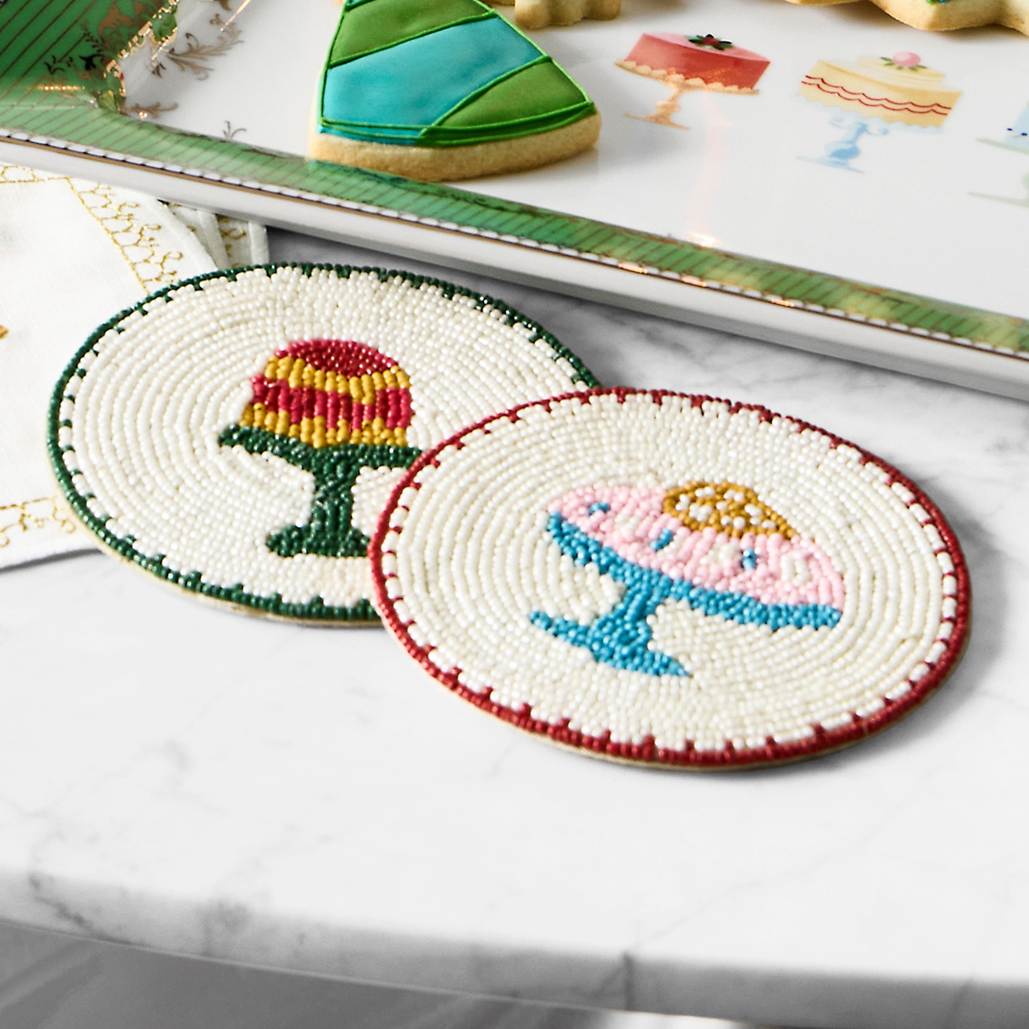Celebration Beaded Coasters, Set of 4