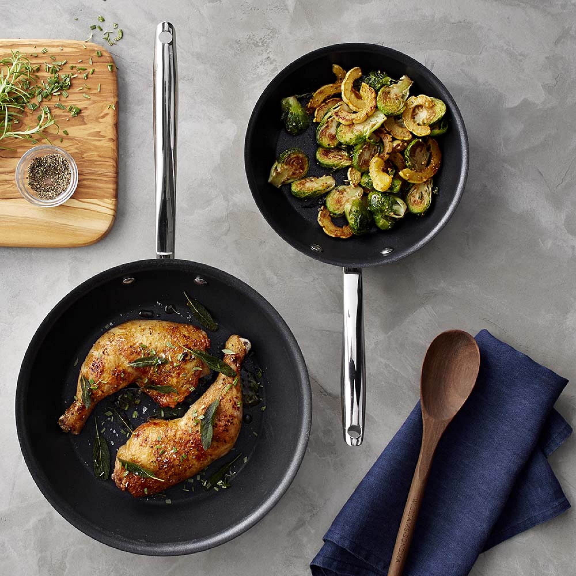 Williams Sonoma Signature Thermo-Clad™ Stainless-Steel Nonstick Fry Pan Set