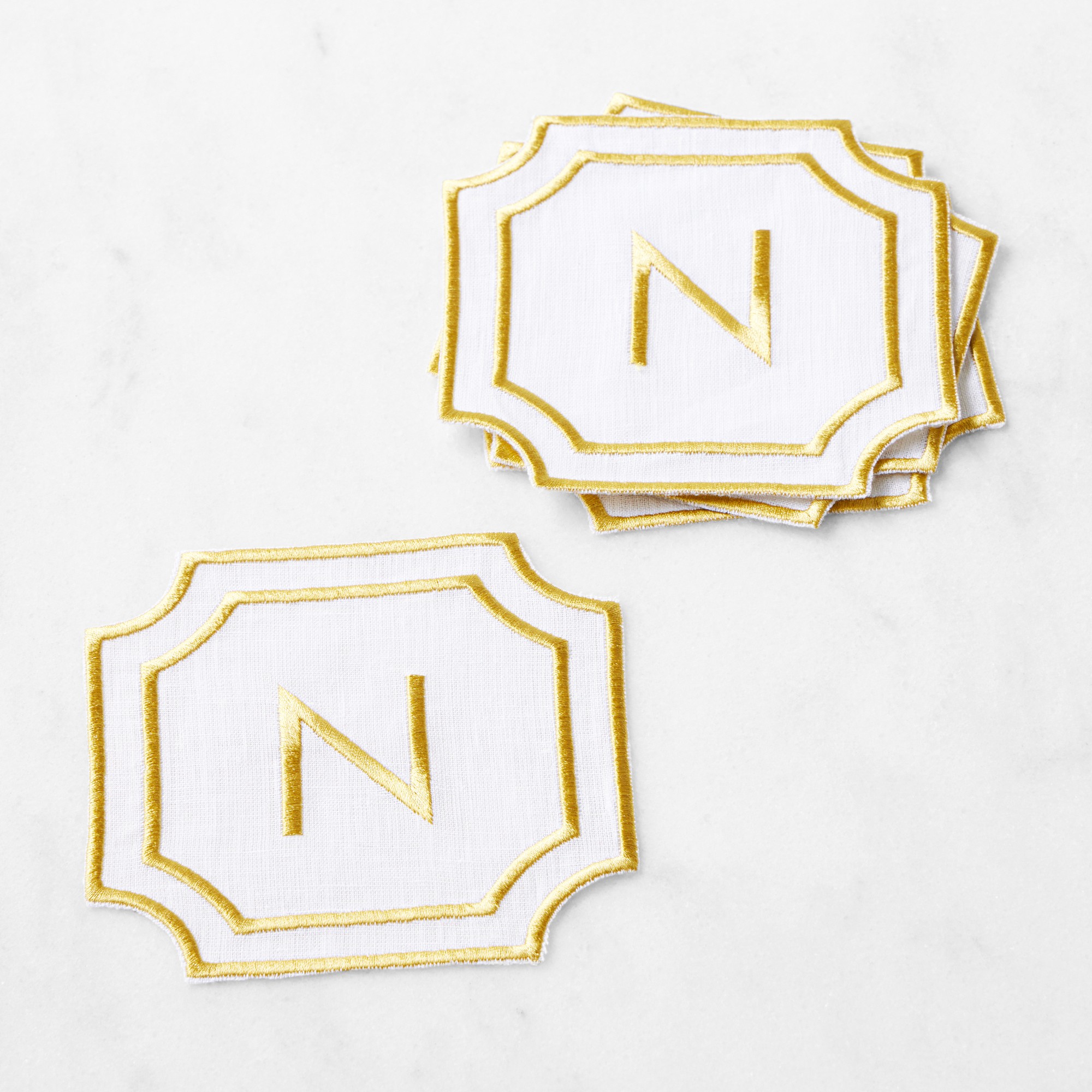 Cartouche Monogram Coasters, Set of 4