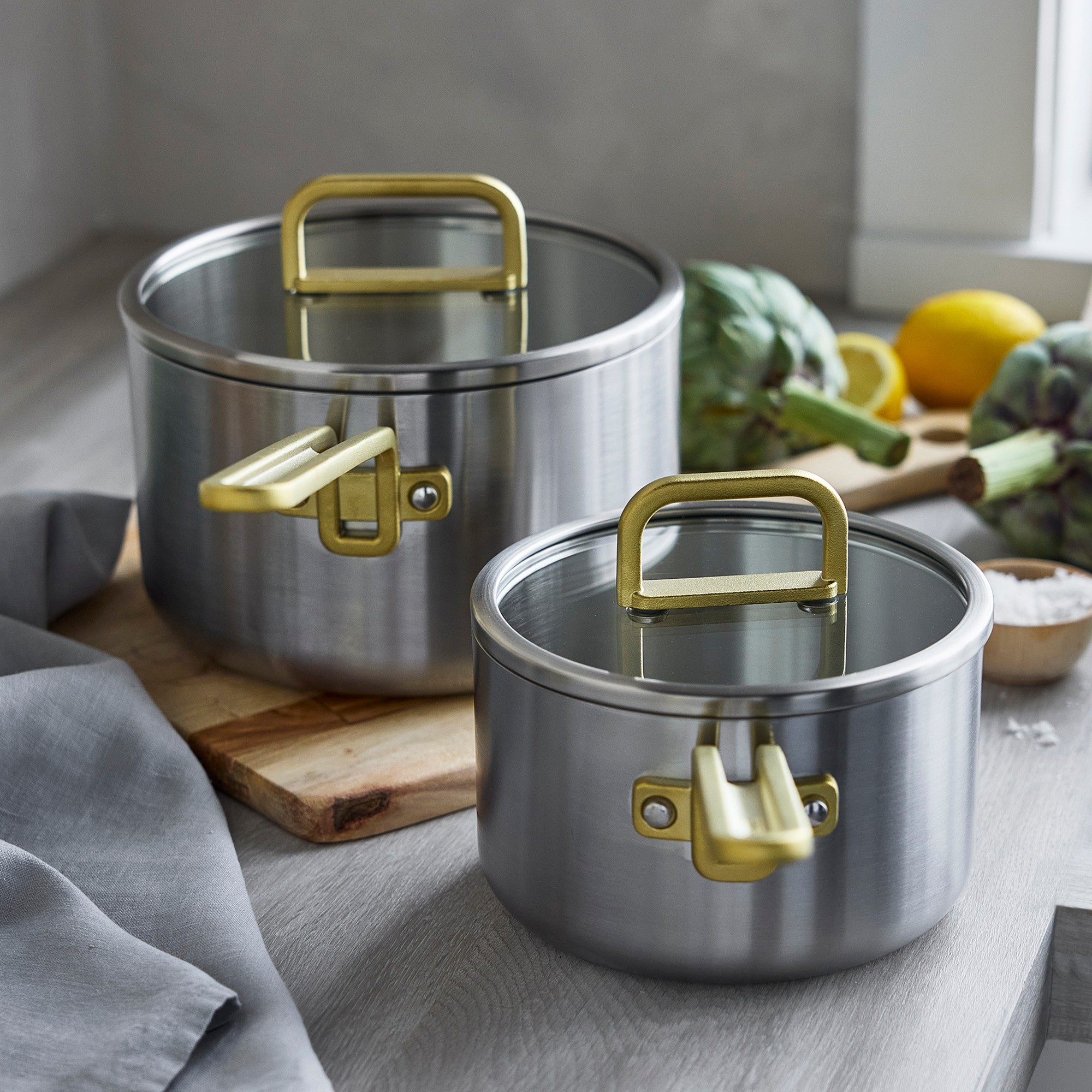 GreenPan™ Stanley Tucci™ Stainless-Steel 4-Piece Saucepan Set