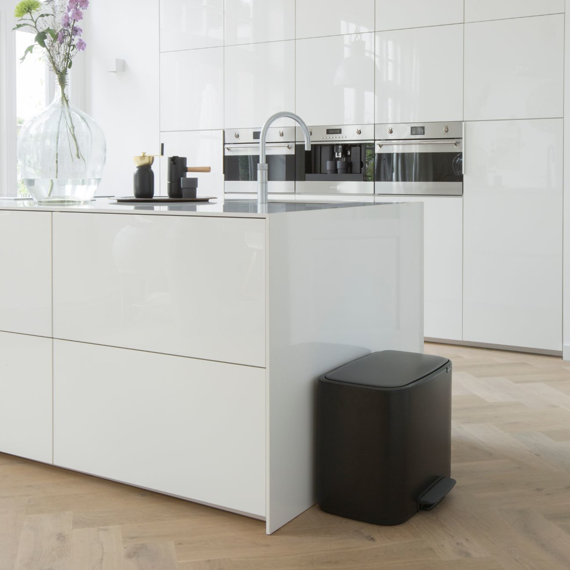 Brabantia Bo Step On Multi Compartment Recycling Trash Can, 3 x 3 Gallon