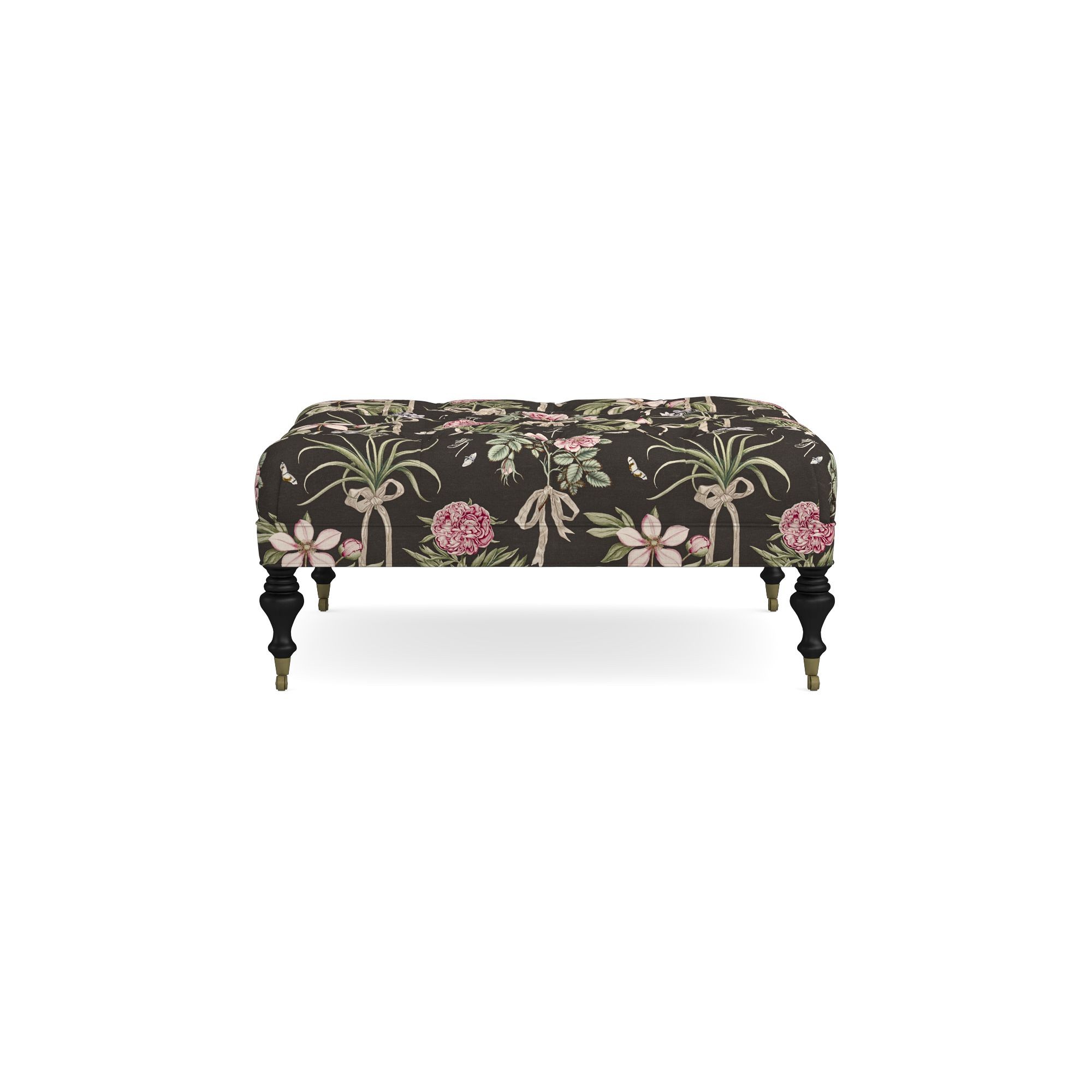 Sanderson x Giles Deacon Fairfax Bench Ottoman, Turned Leg with Tufted Top (26