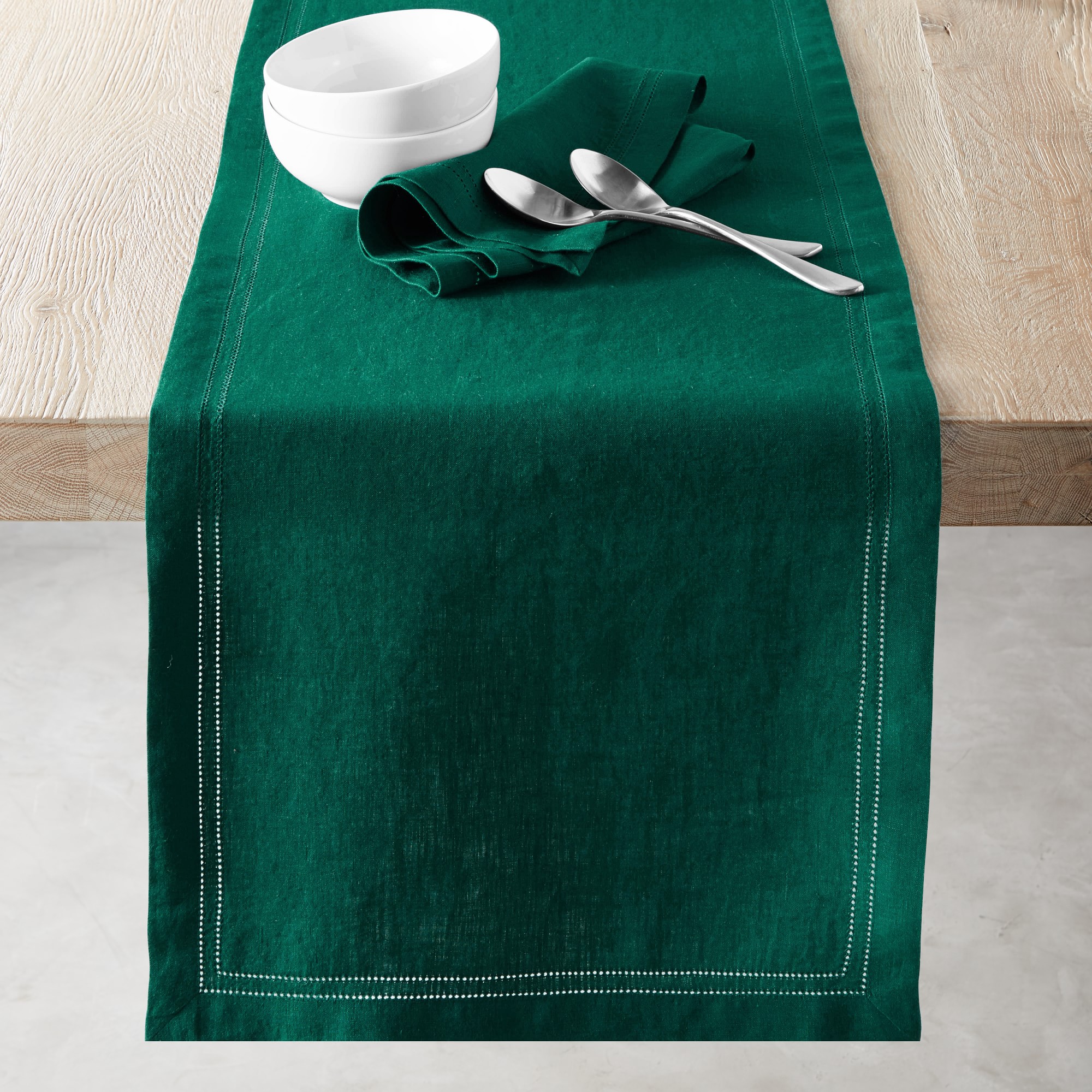 Linen Double Hemstitch Table Runner