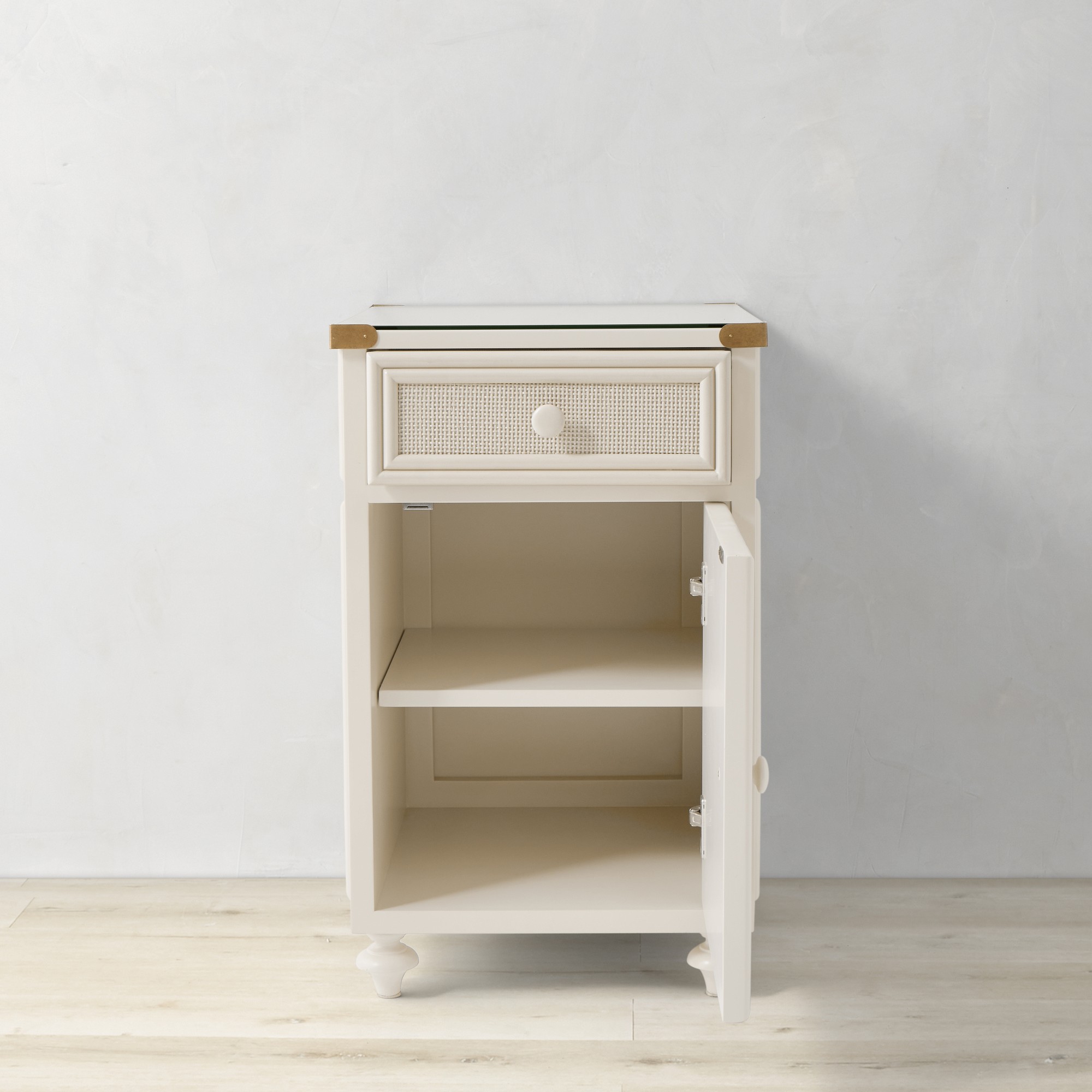 Sylvie Cane 1-Drawer Cabinet Nightstand (18”)