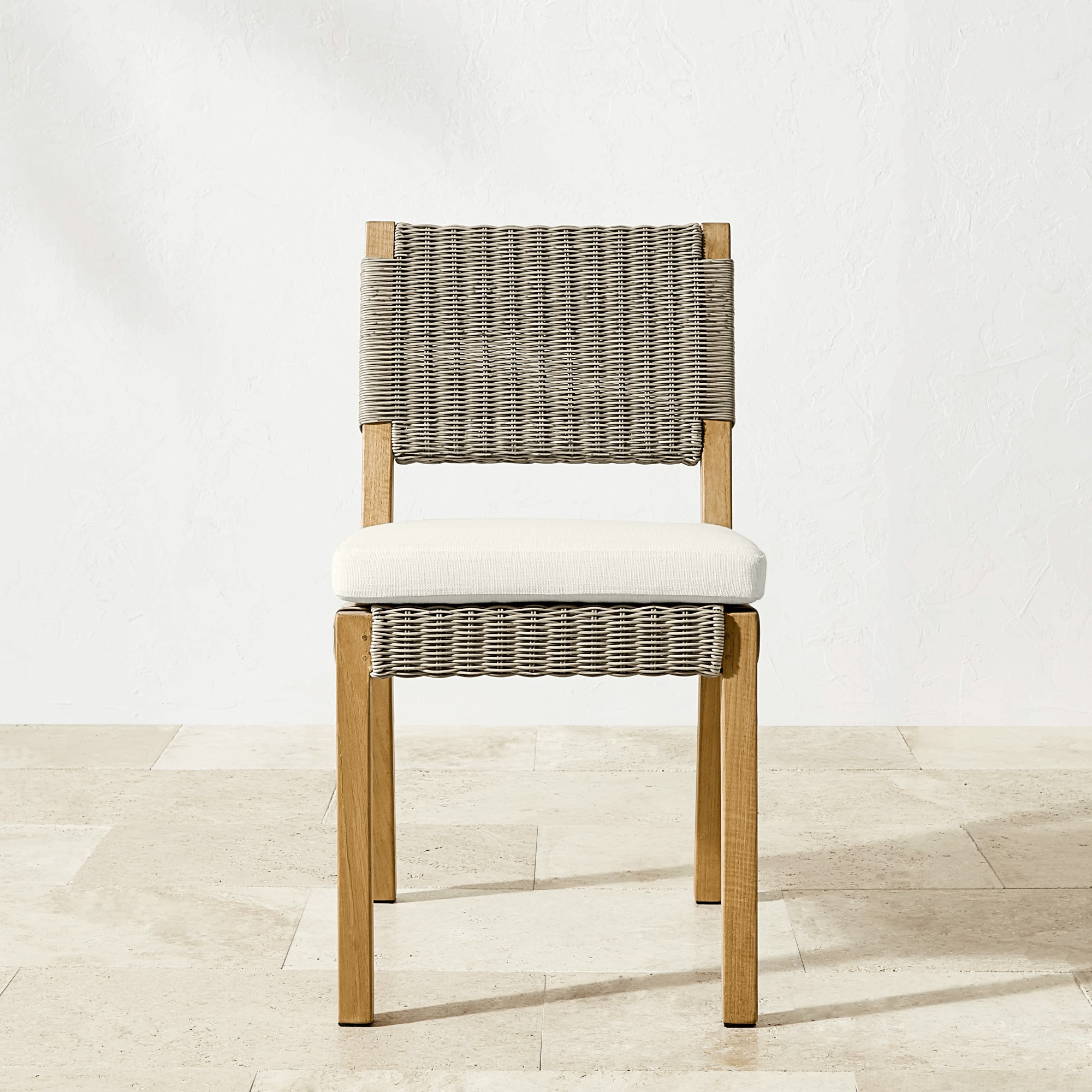 Larnaca Outdoor Natural Teak x All-Weather Weave Dining Side Chair