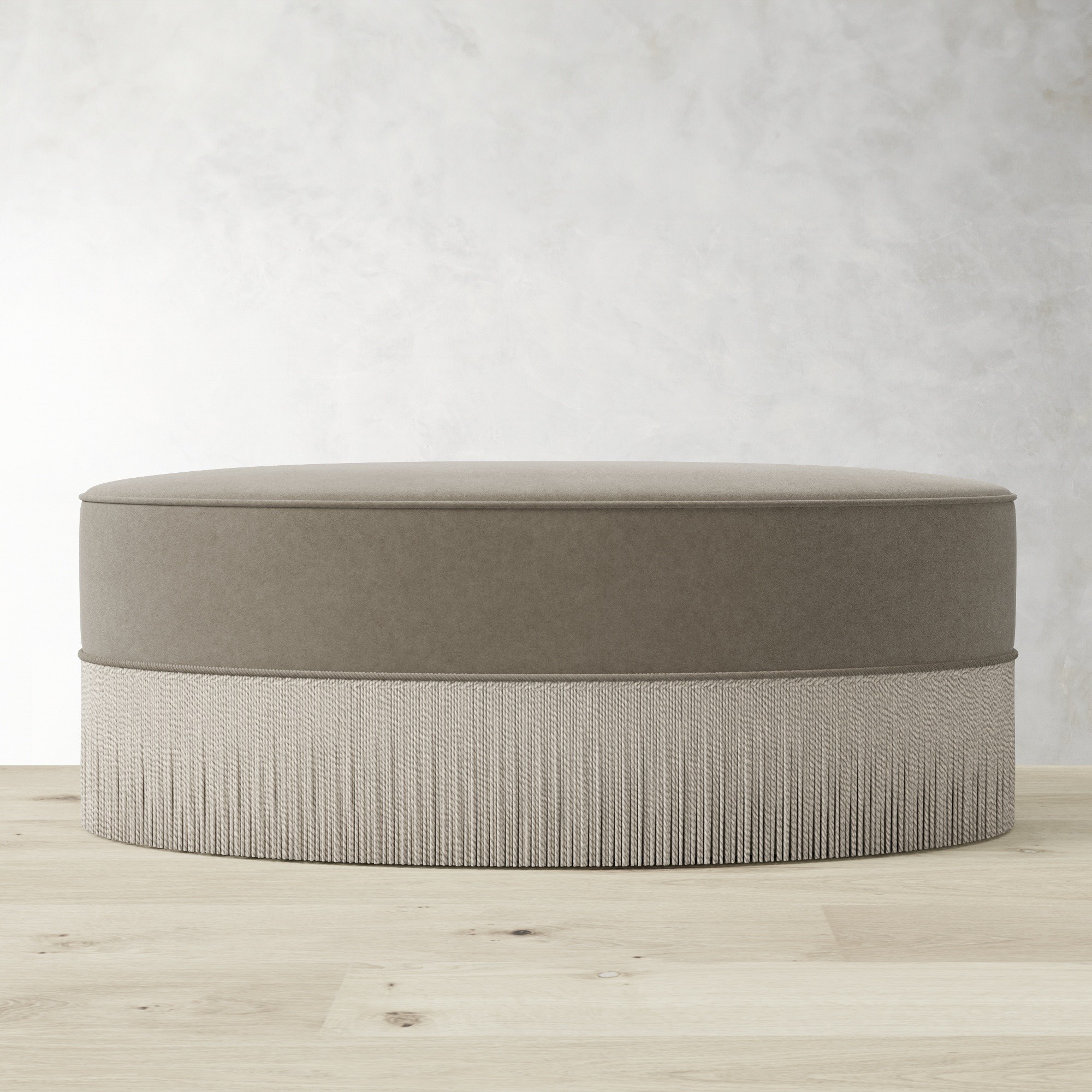 Camile Coffee Table Ottoman with Samuel & Sons Fringe (48