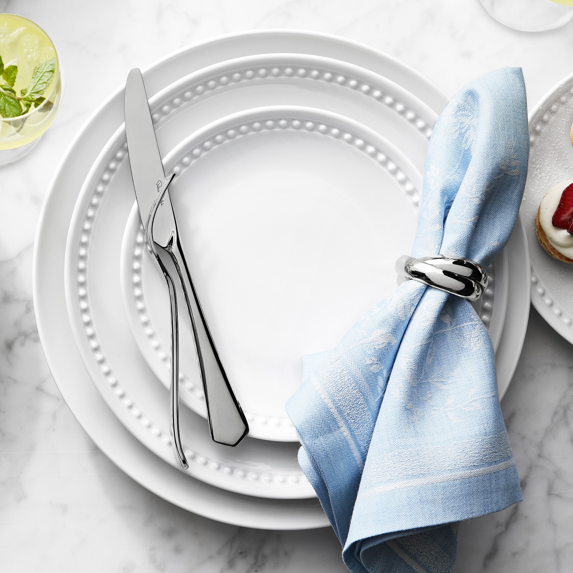 Pillivuyt Beaded Coupe Salad Plates