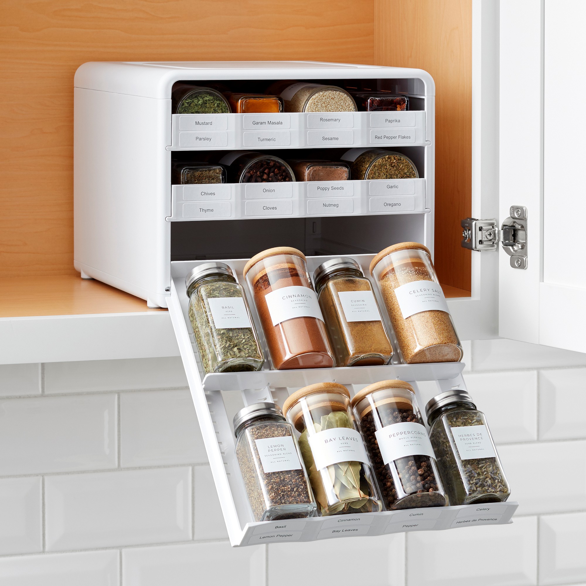 YouCopia SpiceStack Spice Bottle Organizer, White