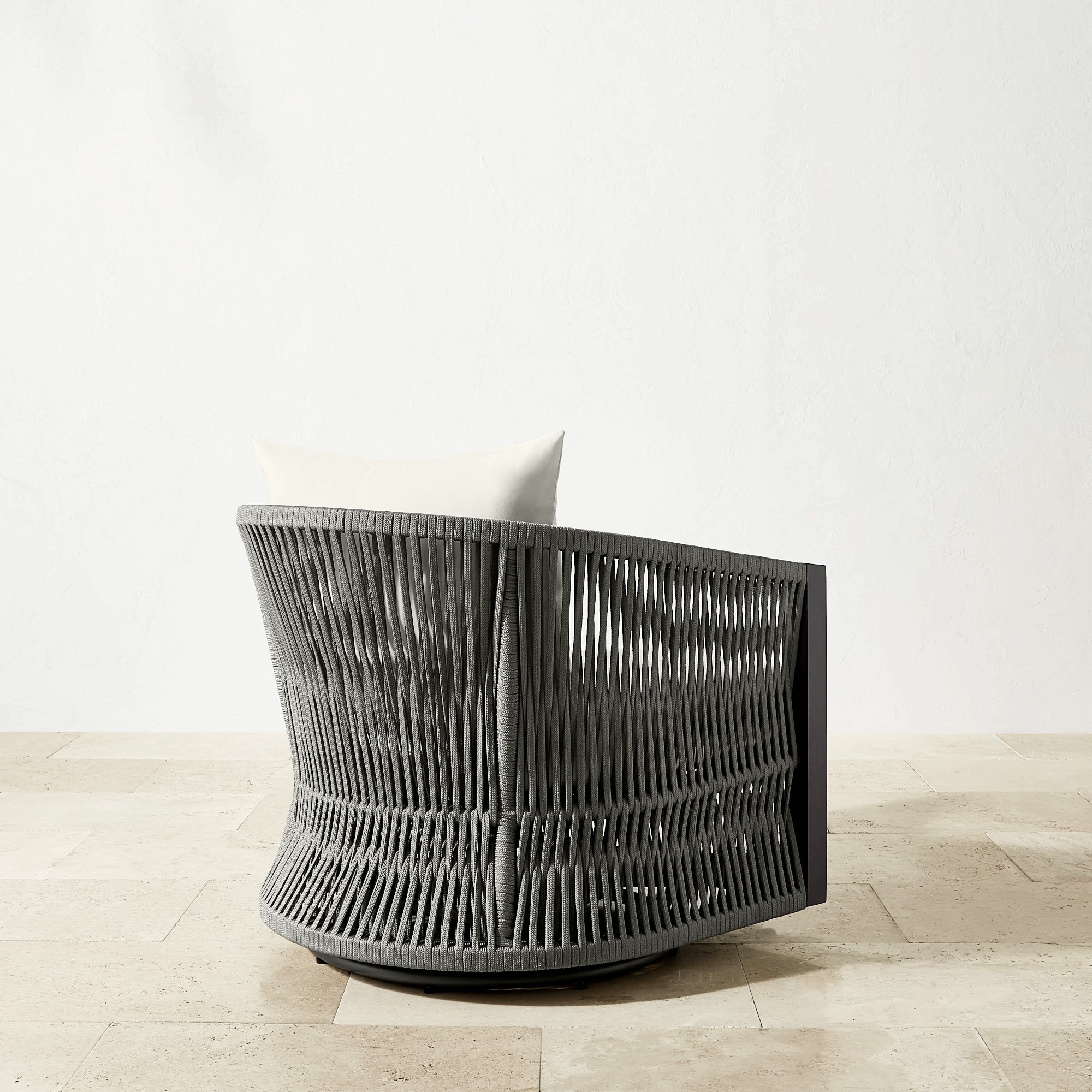 Pasadena Outdoor Metal and Rope Swivel Chair