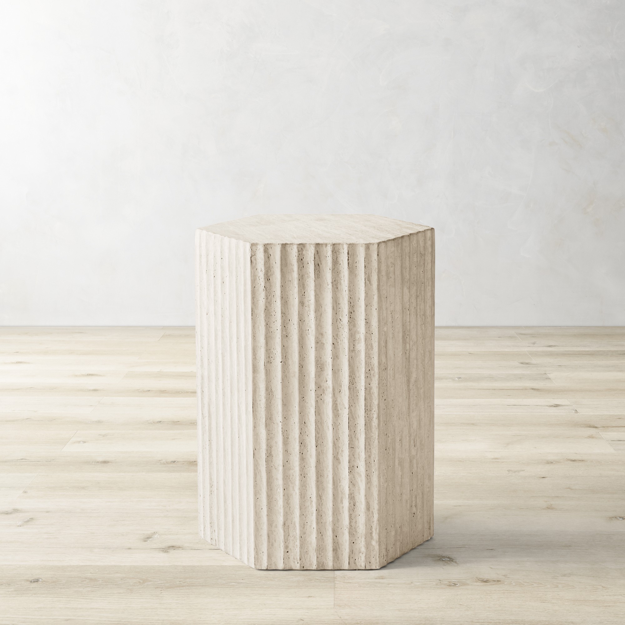 Marina Travertine Fluted Side Table (16