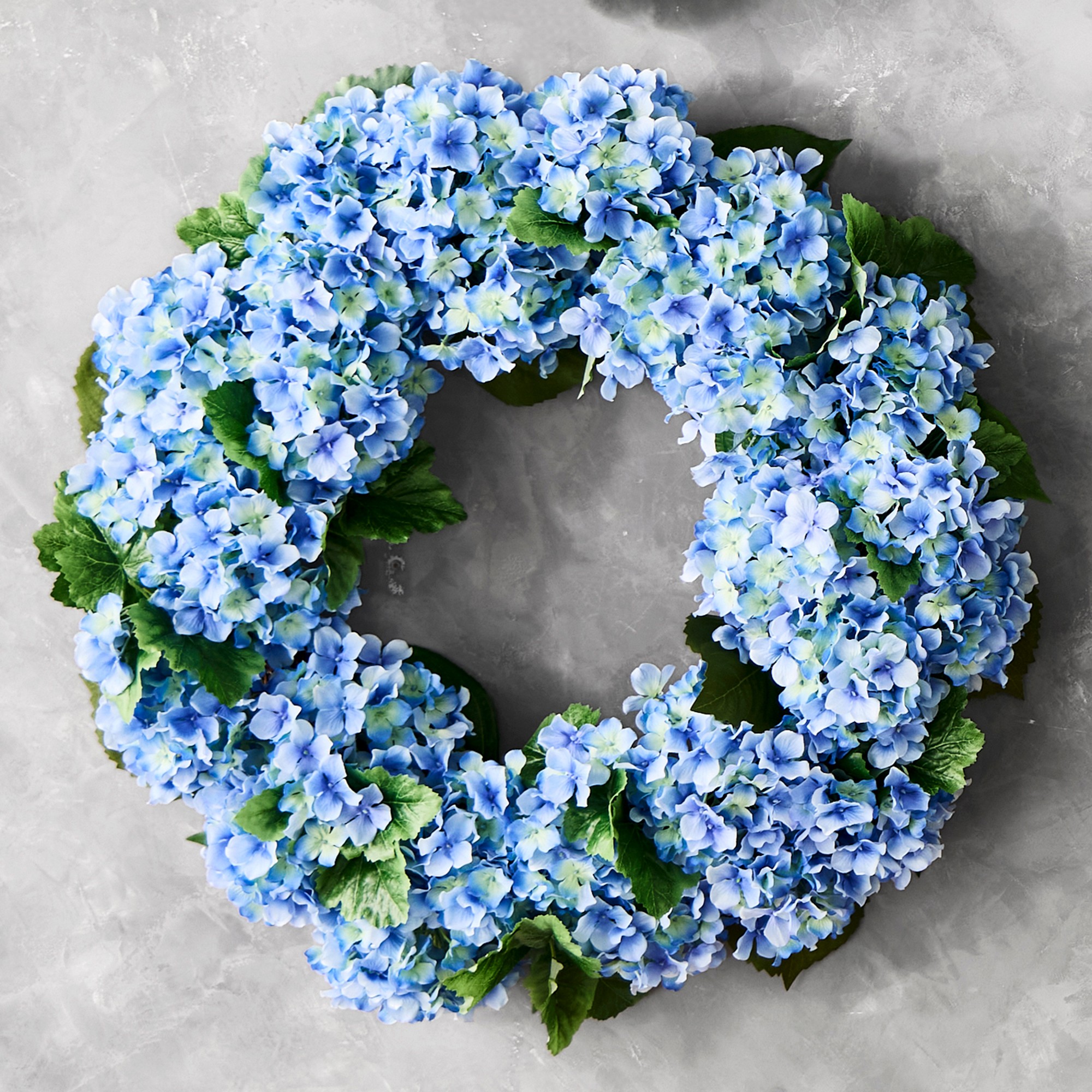 UV Protected Faux Blue Hydrangea Wreath, 27