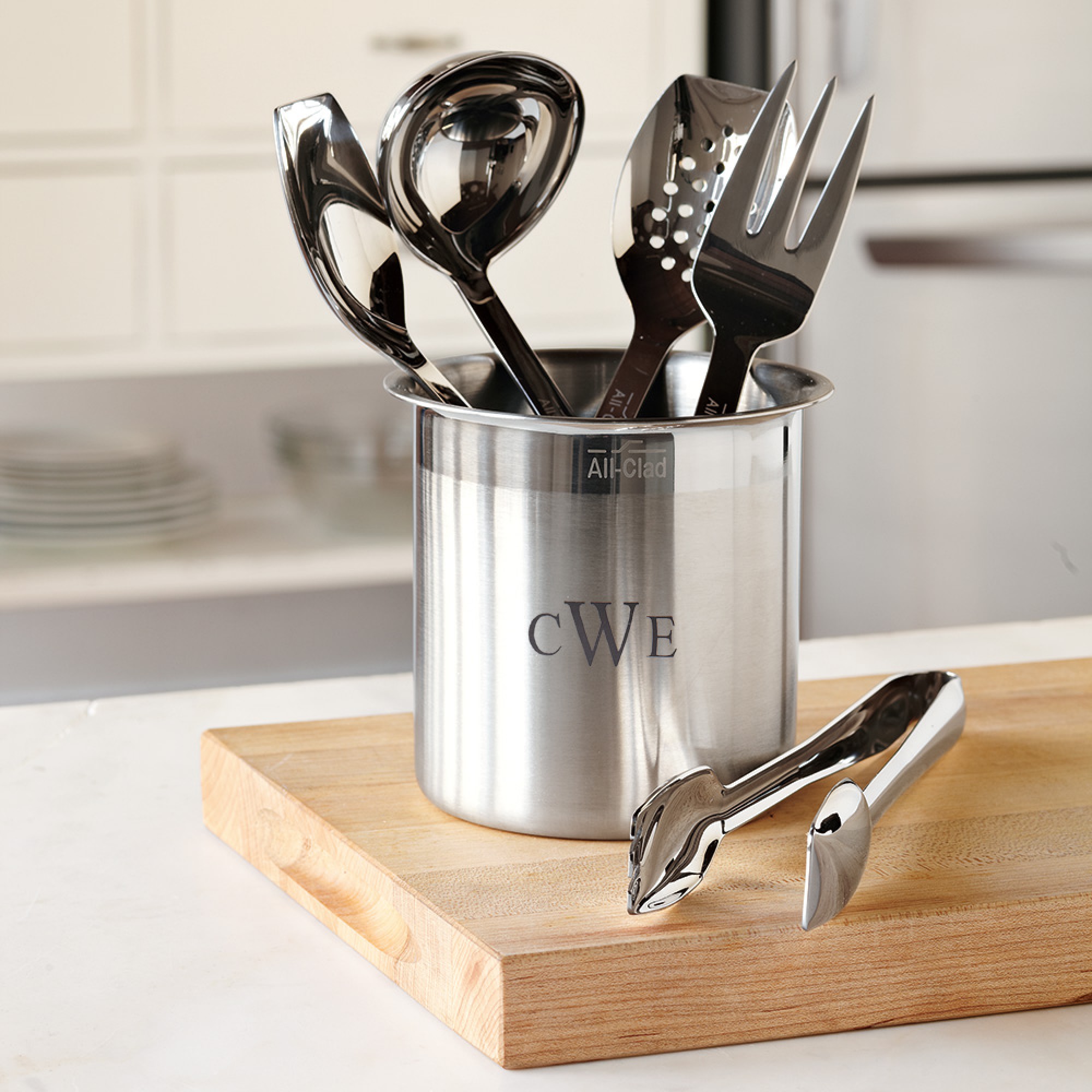 All-Clad Cook & Serve Stainless-Steel Utensils with Utensil Holder, Set of 6
