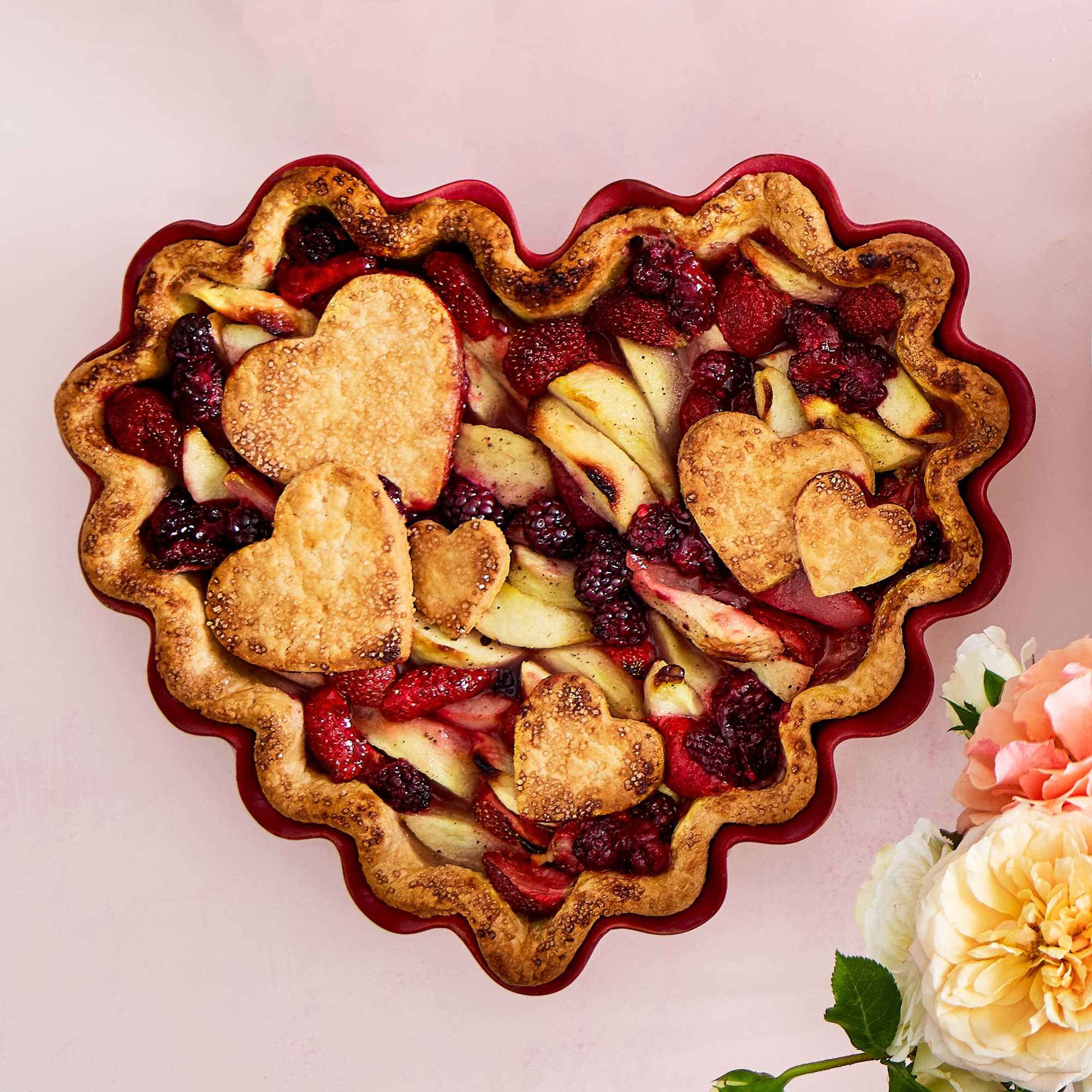 Emile Henry French Ceramic Ruffle Heart Pie Dish