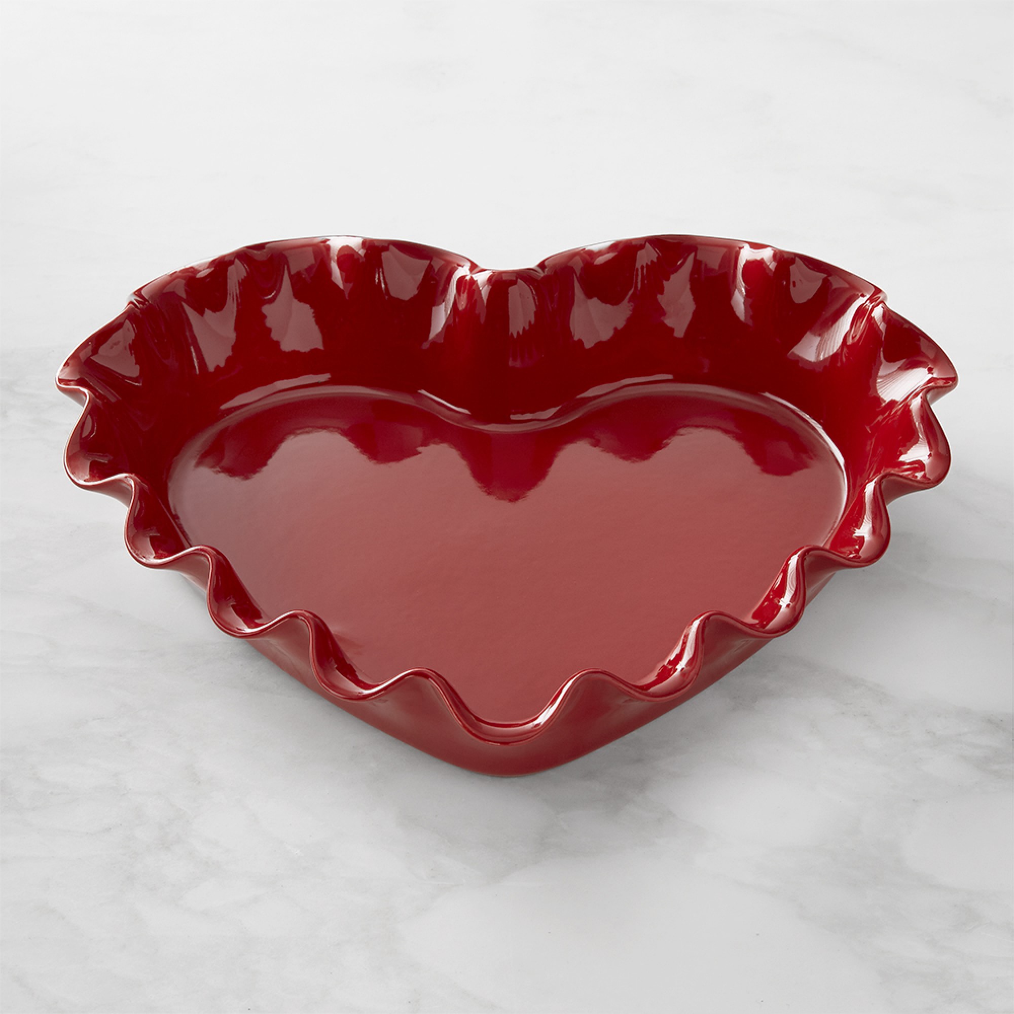 Emile Henry French Ceramic Ruffle Heart Pie Dish