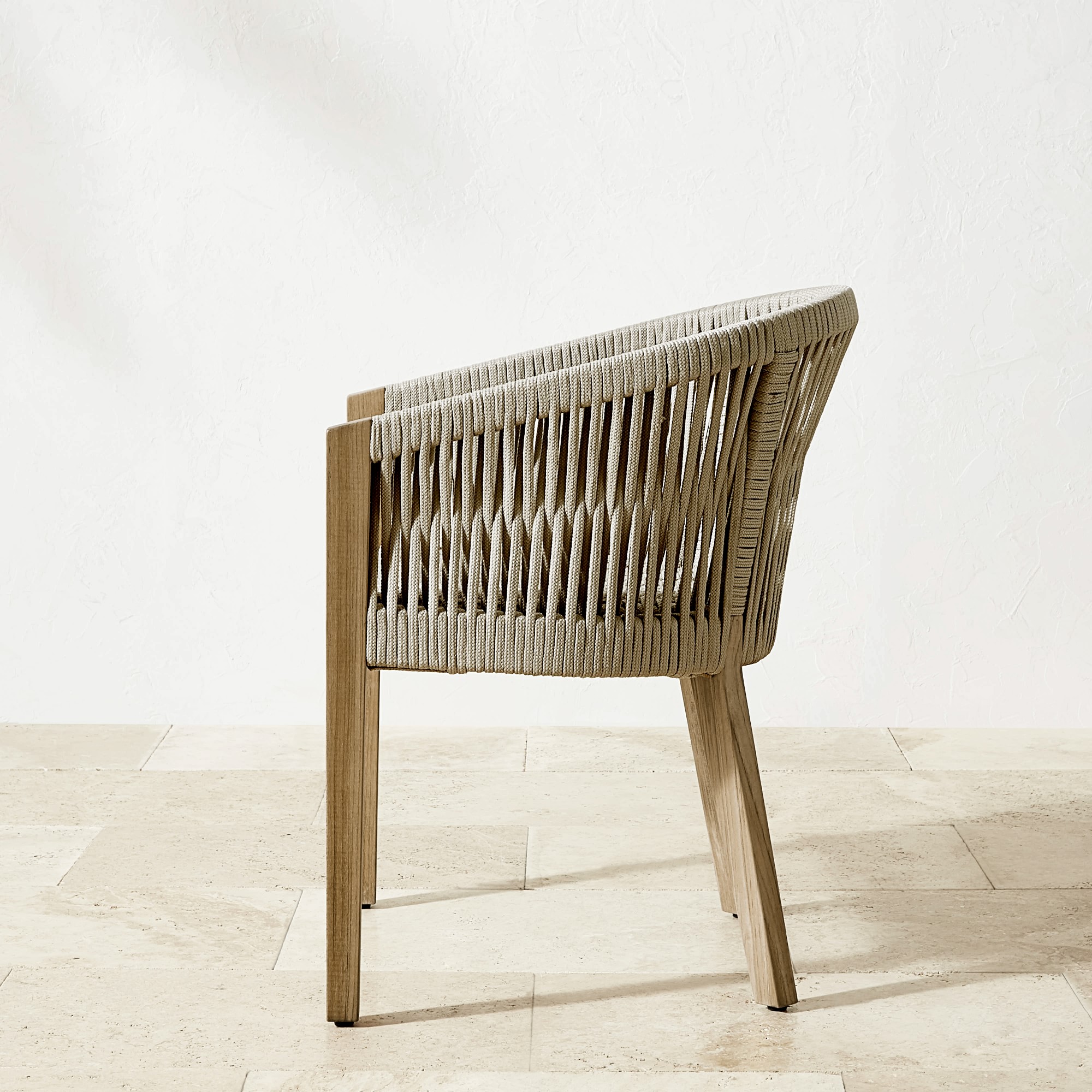 Pasadena Outdoor Fiberstone and Rope Round Dining Table & Pasadena Dining Chairs (60