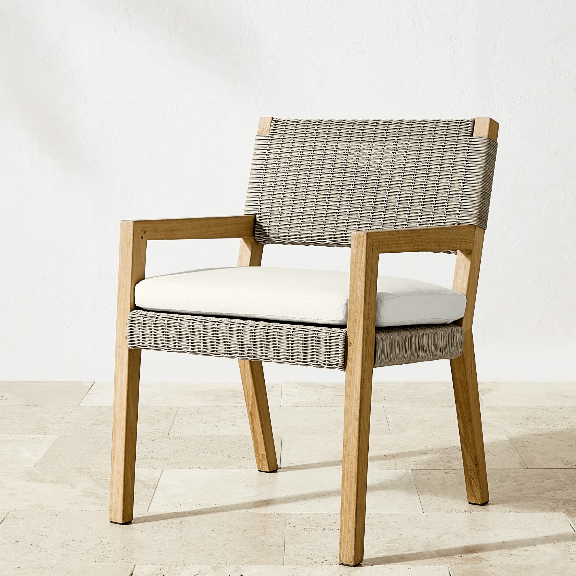 Larnaca Outdoor Natural Teak x All-Weather Weave Dining Armchair