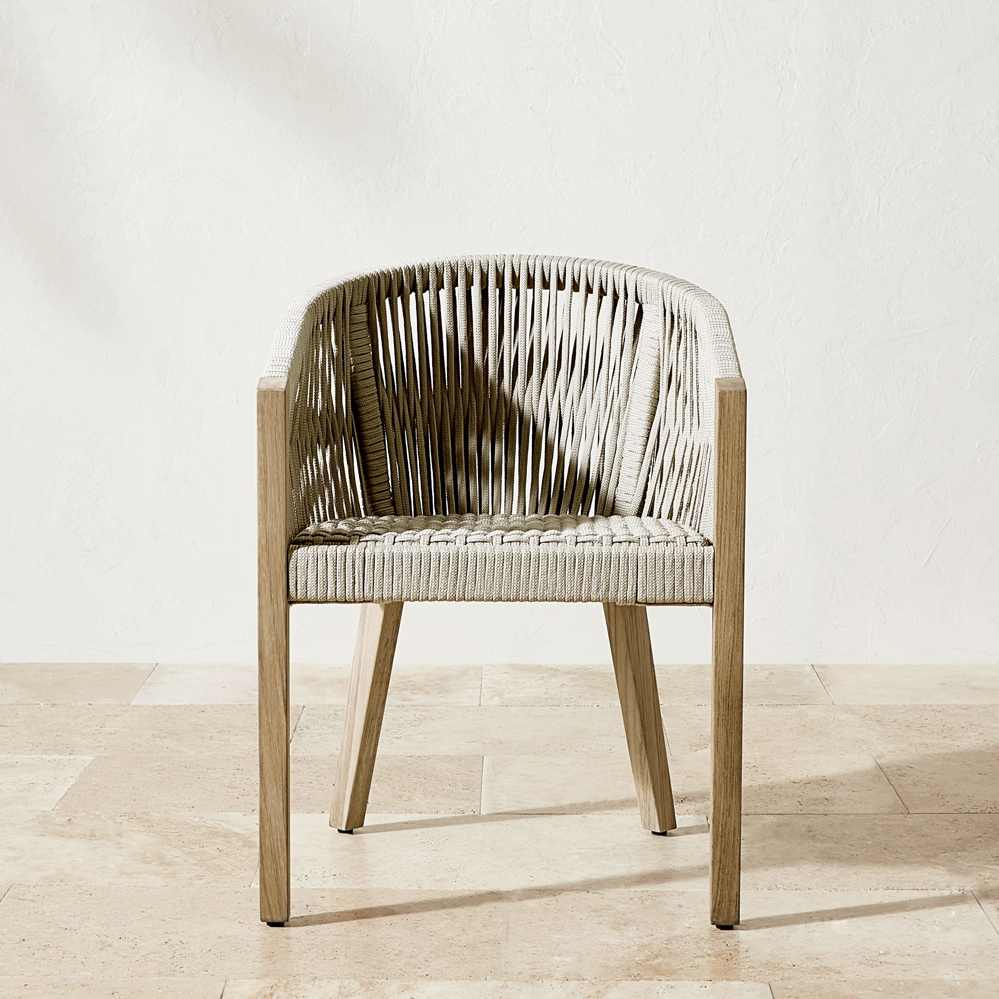 Pasadena Outdoor Fiberstone and Rope Round Dining Table & Pasadena Dining Chairs (60