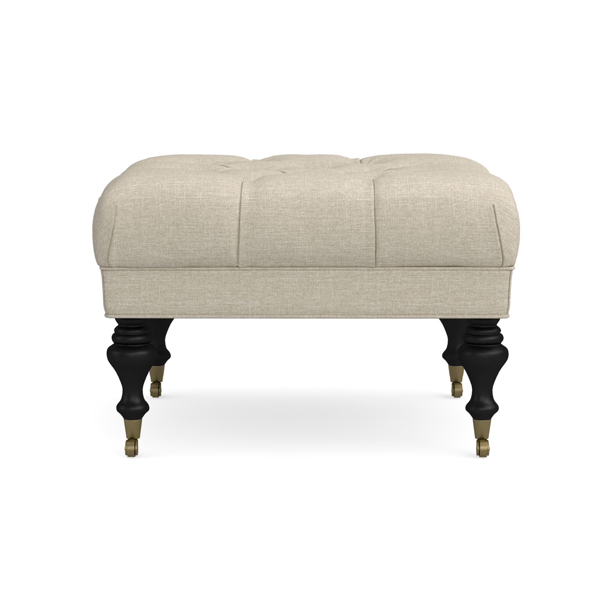 Fairfax Square Ottoman, Turned Leg with Tufted Top (26