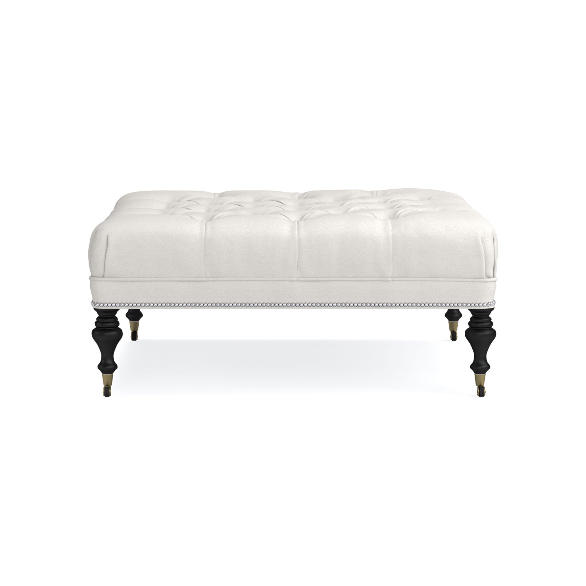 Fairfax Square Ottoman, Turned Leg with Tufted Top (26