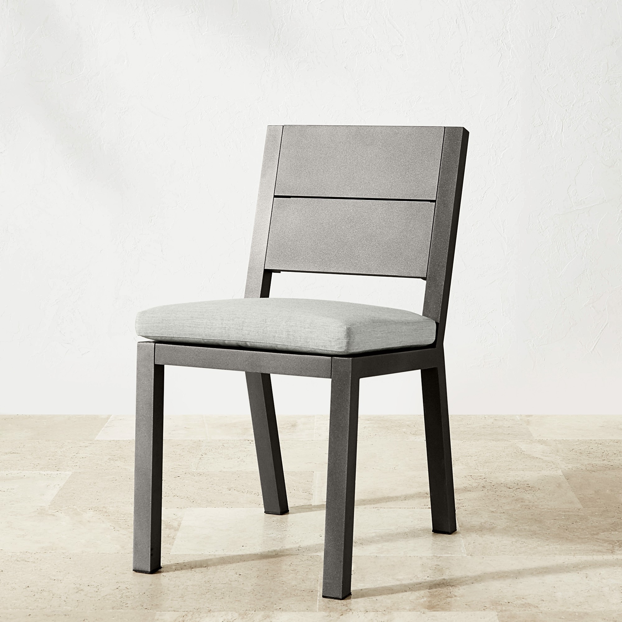 Larnaca Outdoor Slate Grey Metal Dining Side Chair