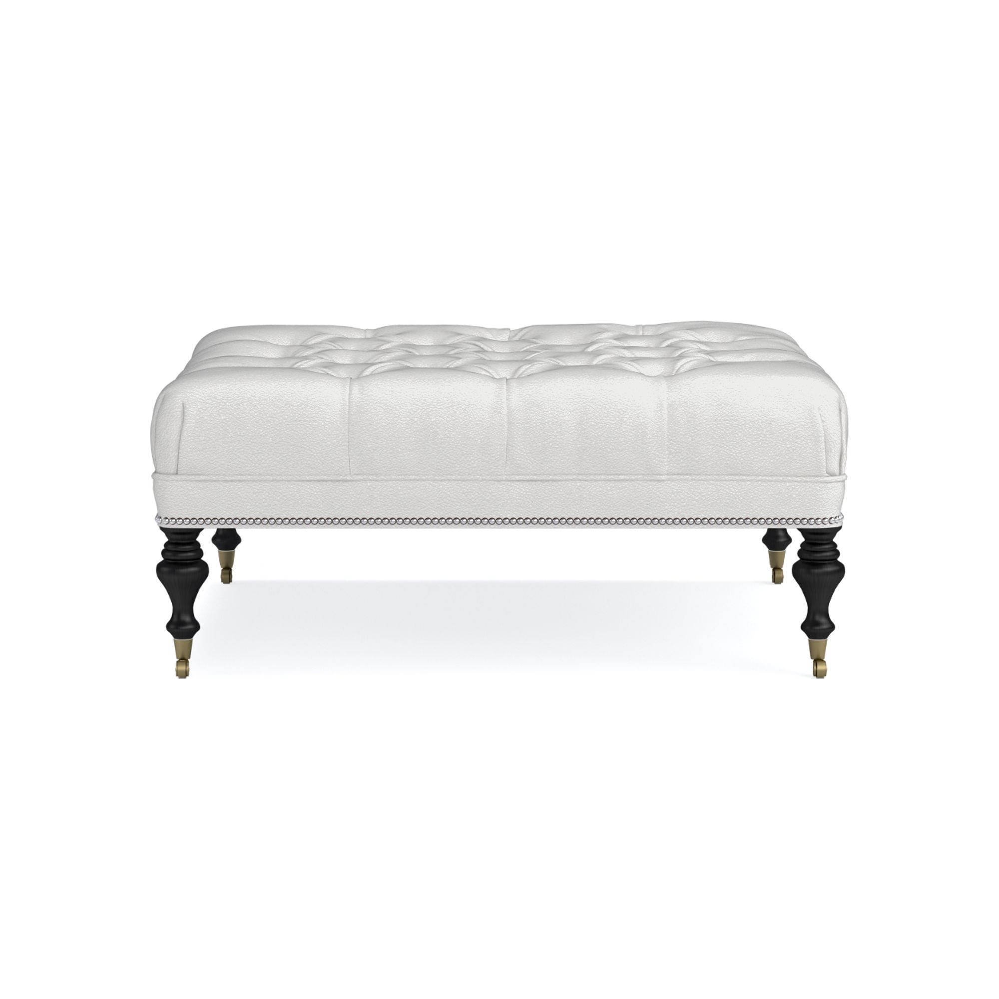 Fairfax Square Ottoman, Turned Leg with Tufted Top (26