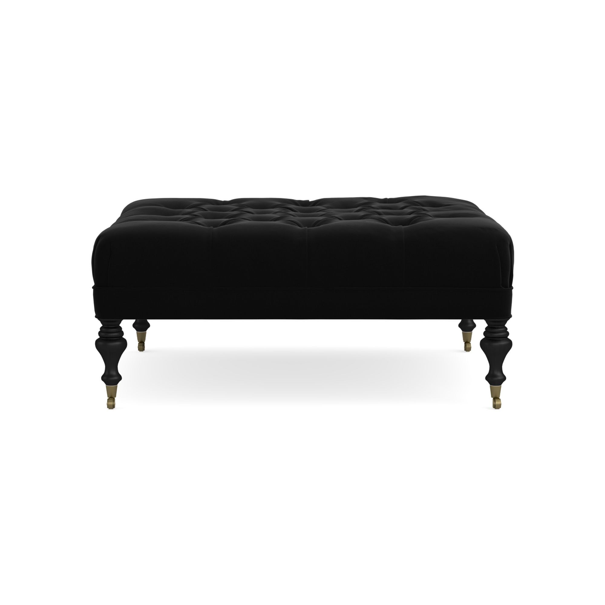 Fairfax Square Ottoman, Turned Leg with Tufted Top (26