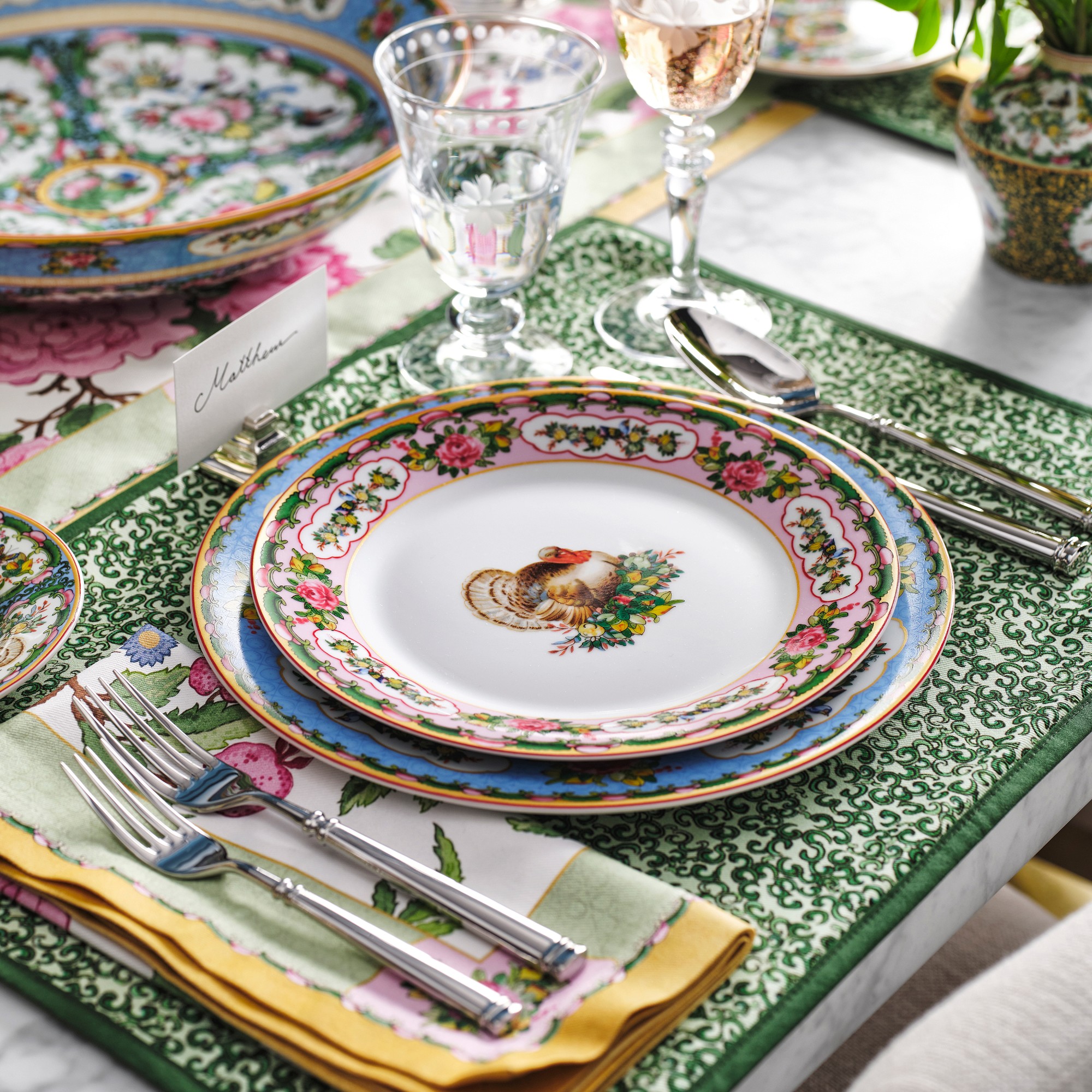 Canton Rose Floral Napkins, Set of 4