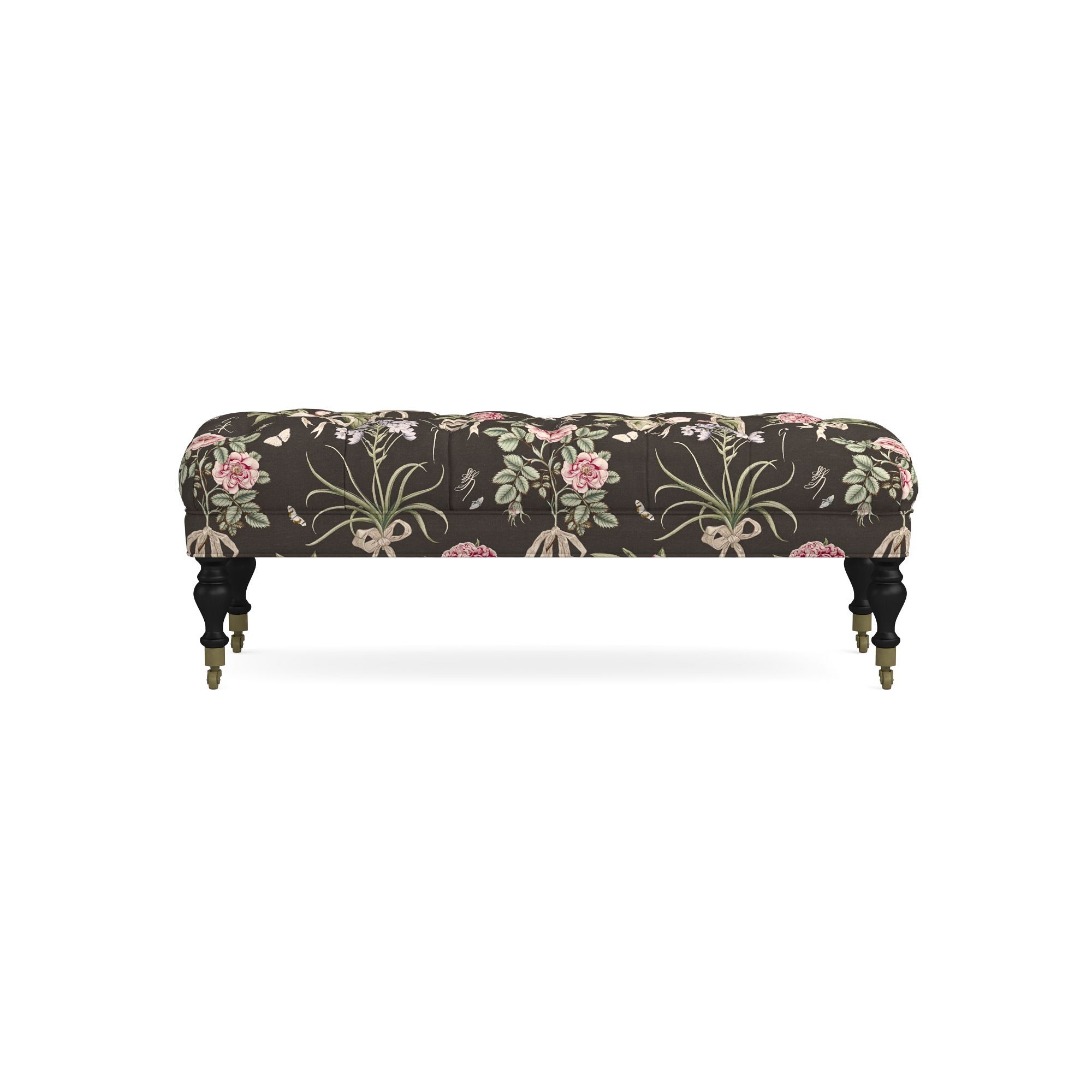 Sanderson x Giles Deacon Fairfax Bench Ottoman, Turned Leg with Tufted Top (26