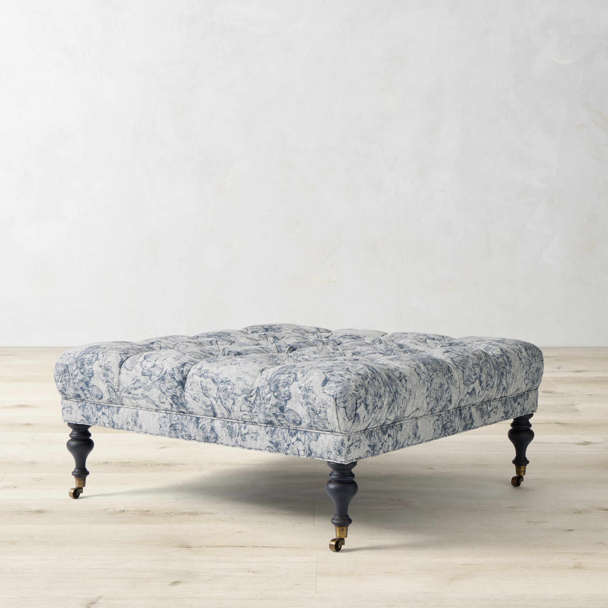 Sanderson x Giles Deacon Fairfax Bench Ottoman, Turned Leg with Tufted Top (26