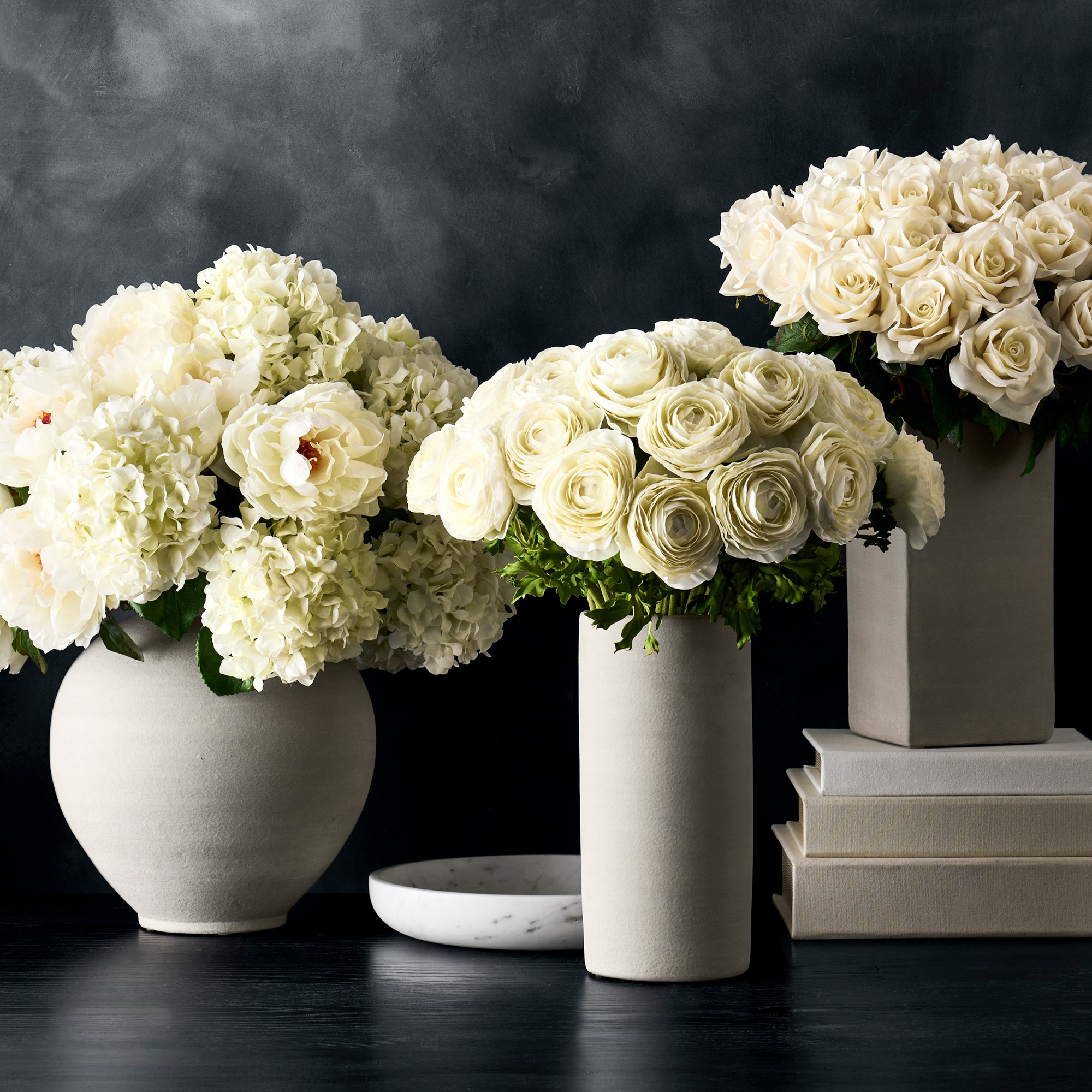 Jeff Leatham x Williams Sonoma Square White Ceramic Vase