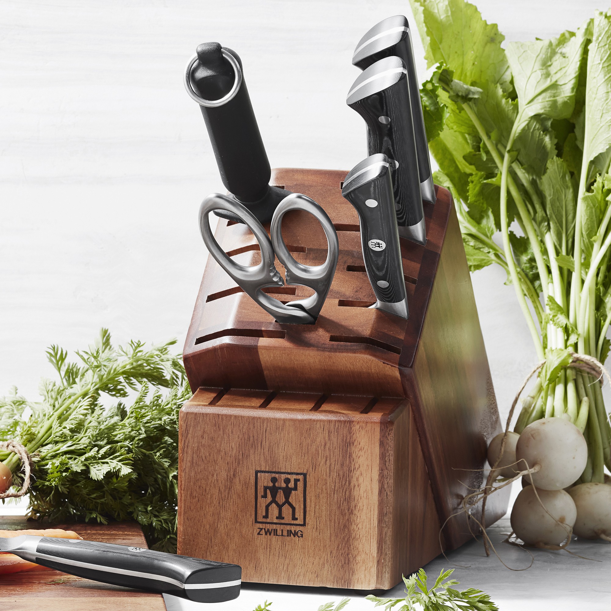 Zwilling Kanren Knives with Acacia Block, Set of 7