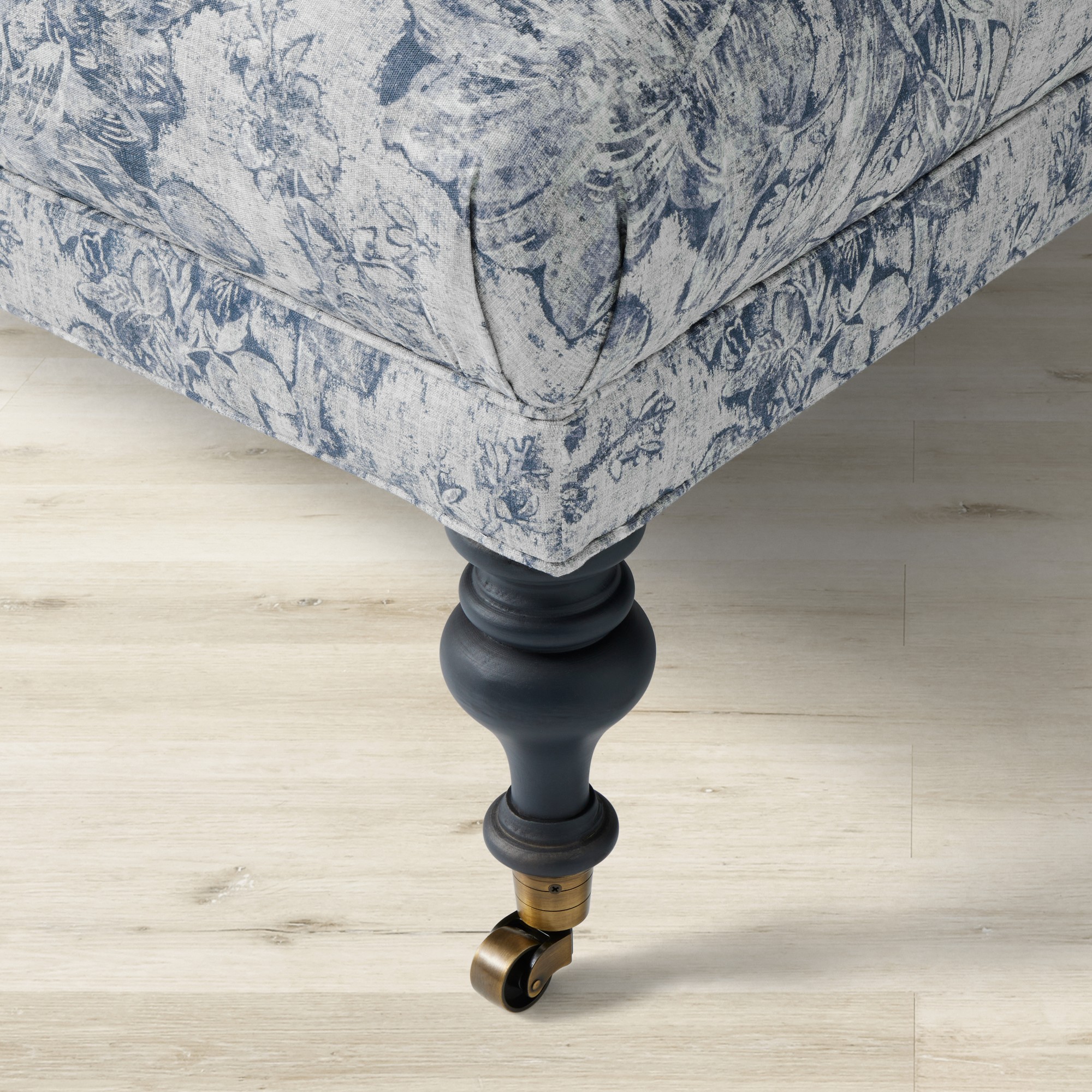 Sanderson x Giles Deacon Fairfax Bench Ottoman, Turned Leg with Tufted Top (26