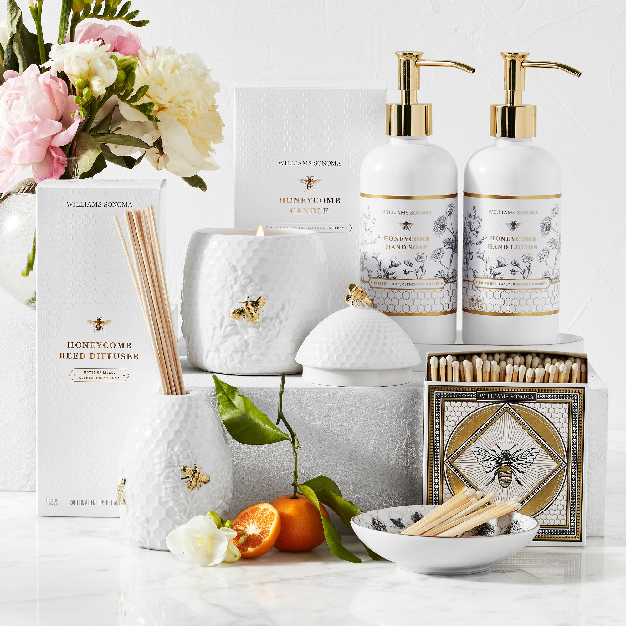 Williams Sonoma Honeycomb Porcelain Bee Candle