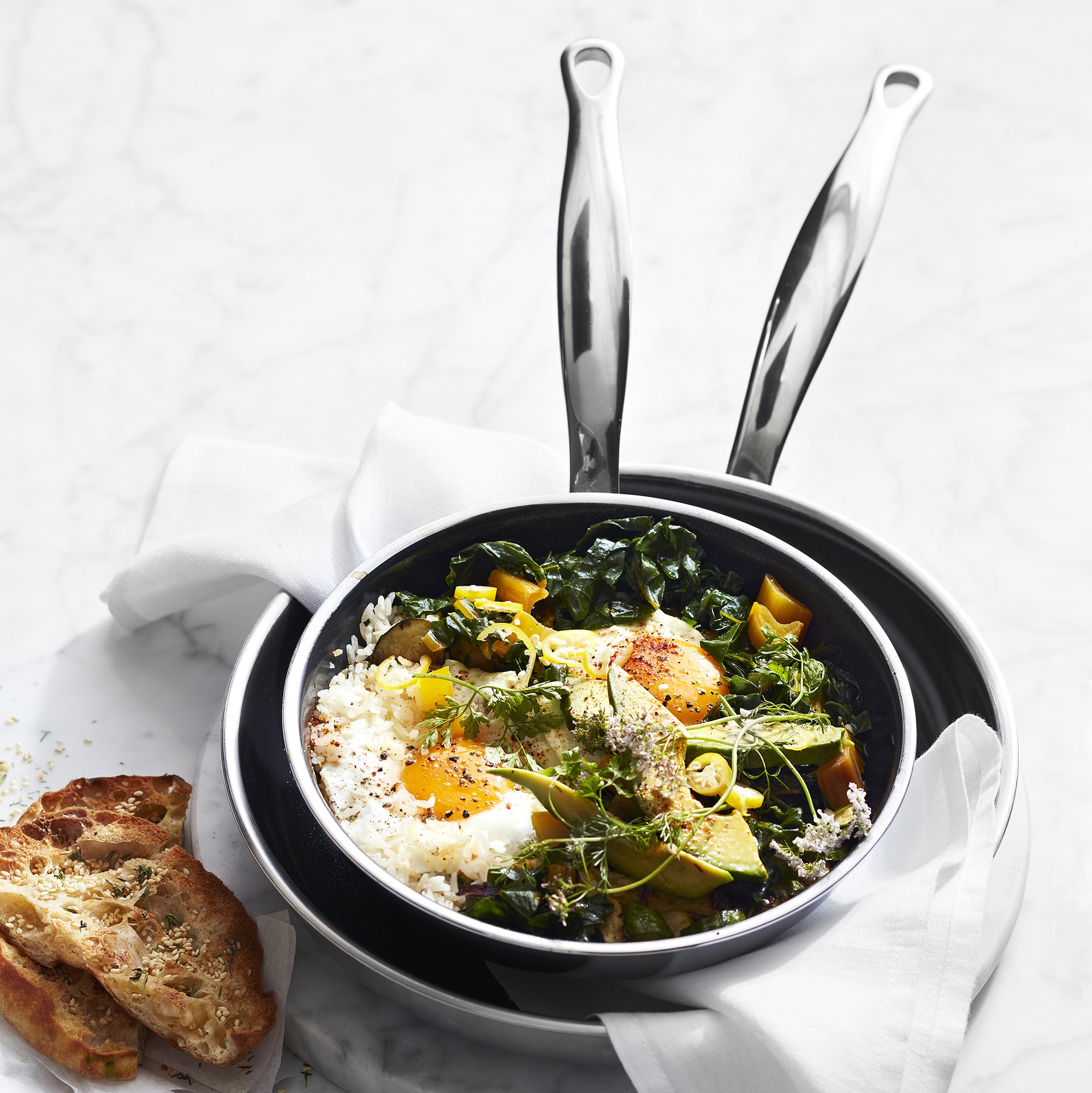 GreenPan™ Premiere Stainless-Steel Ceramic Nonstick Fry Pan Set