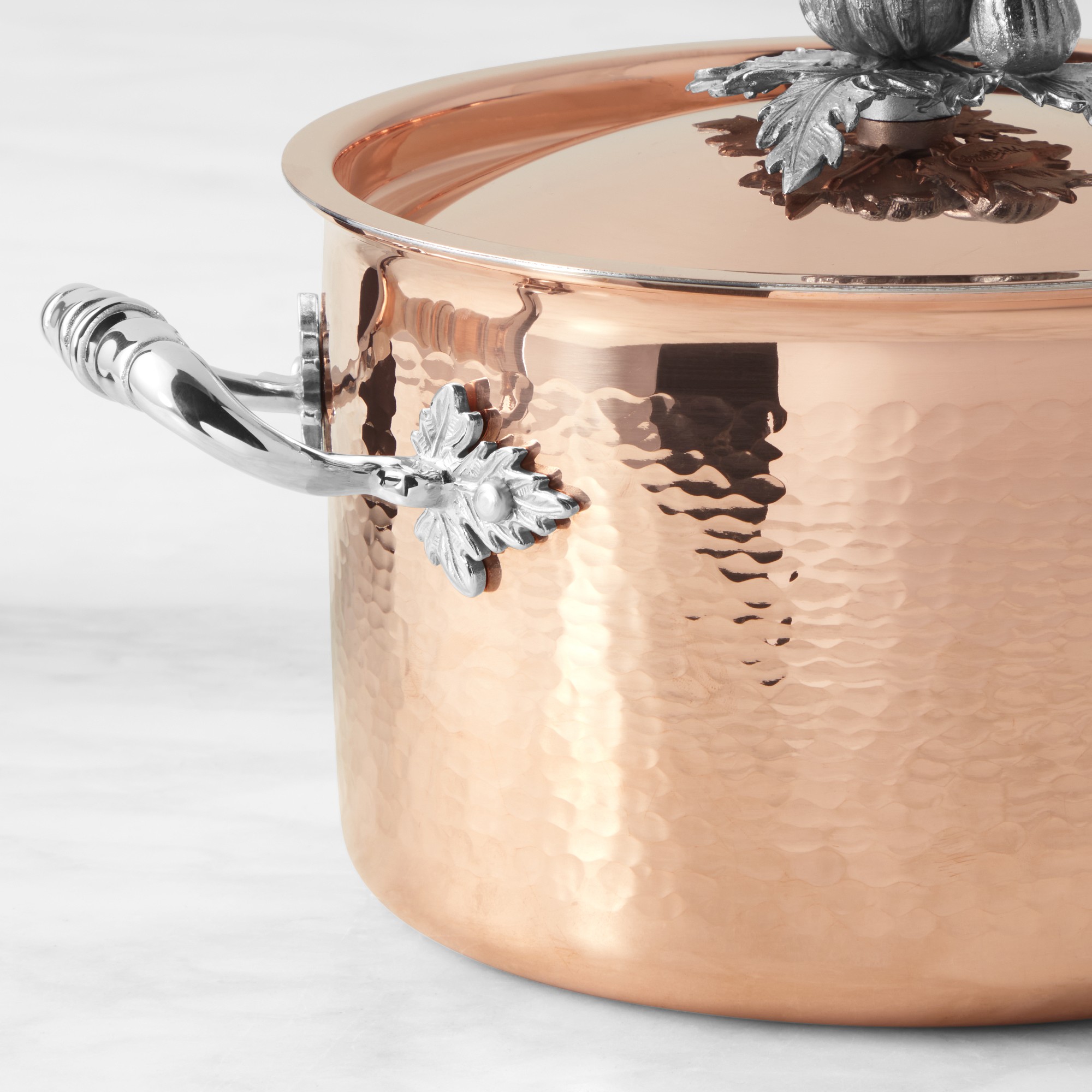 Ruffoni Opus Cupra Hammered Copper Stock Pot with Pepper Knob, 8-Qt.