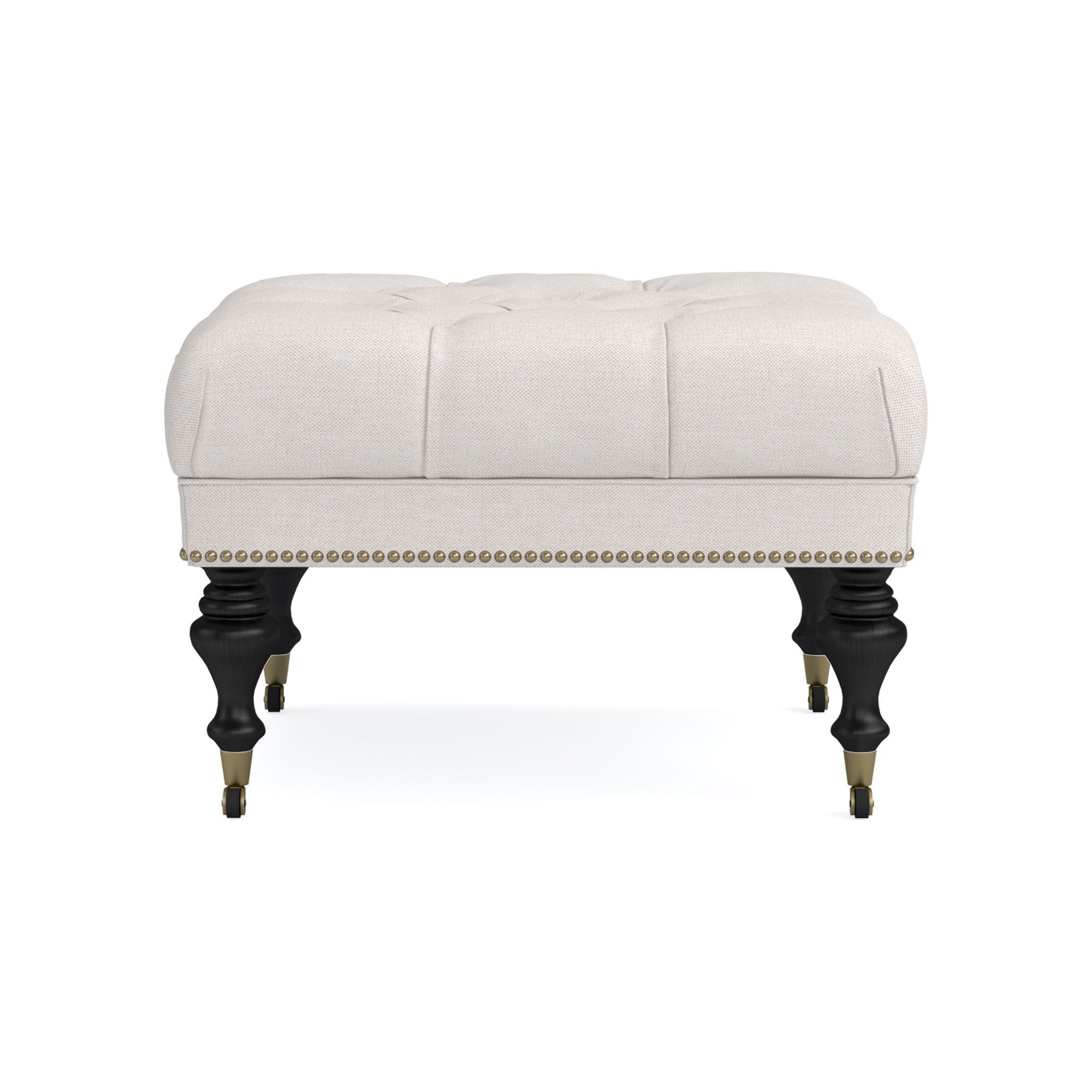 Fairfax Square Ottoman, Turned Leg with Tufted Top (26