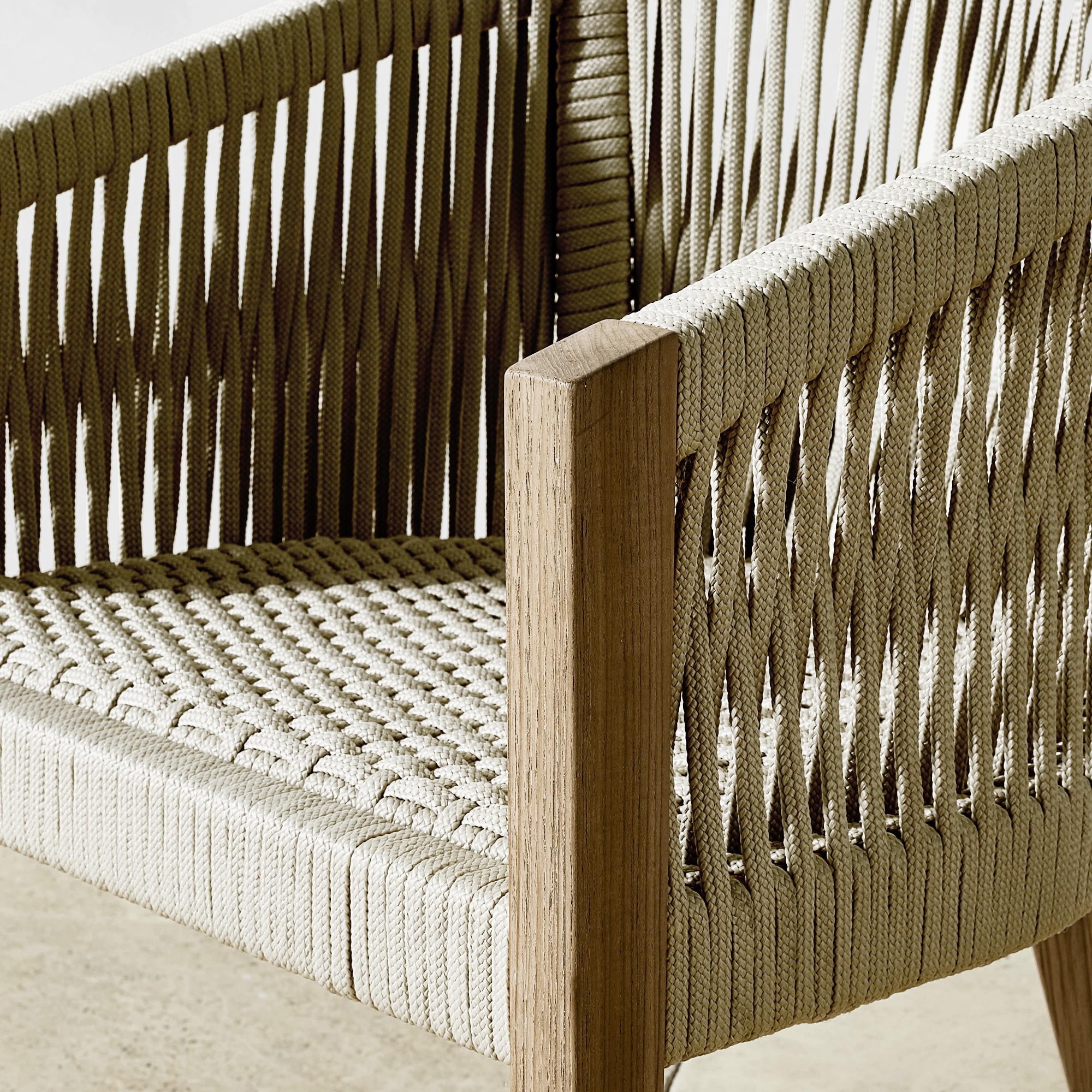 Pasadena Outdoor Fiberstone and Rope Round Dining Table & Pasadena Dining Chairs (60