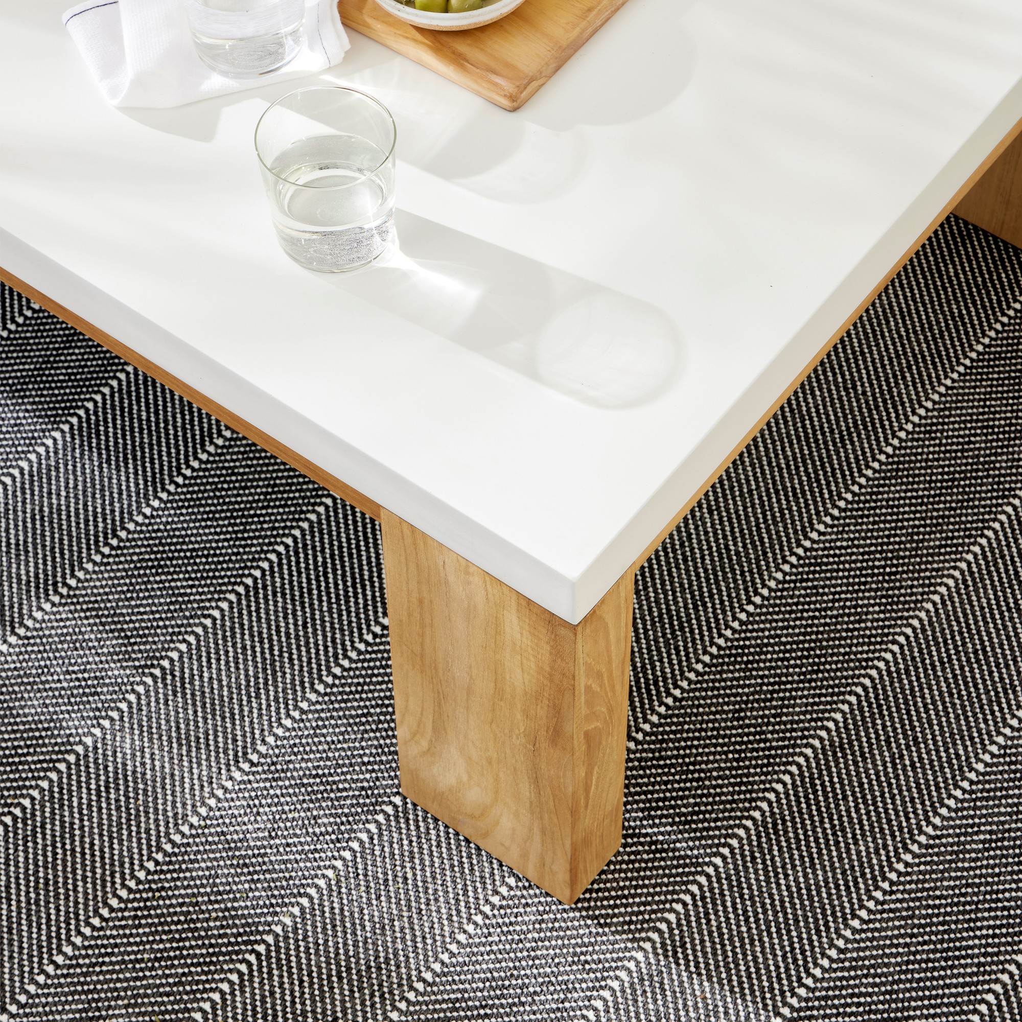 Larnaca Outdoor Teak Fiberstone Coffee Table (60